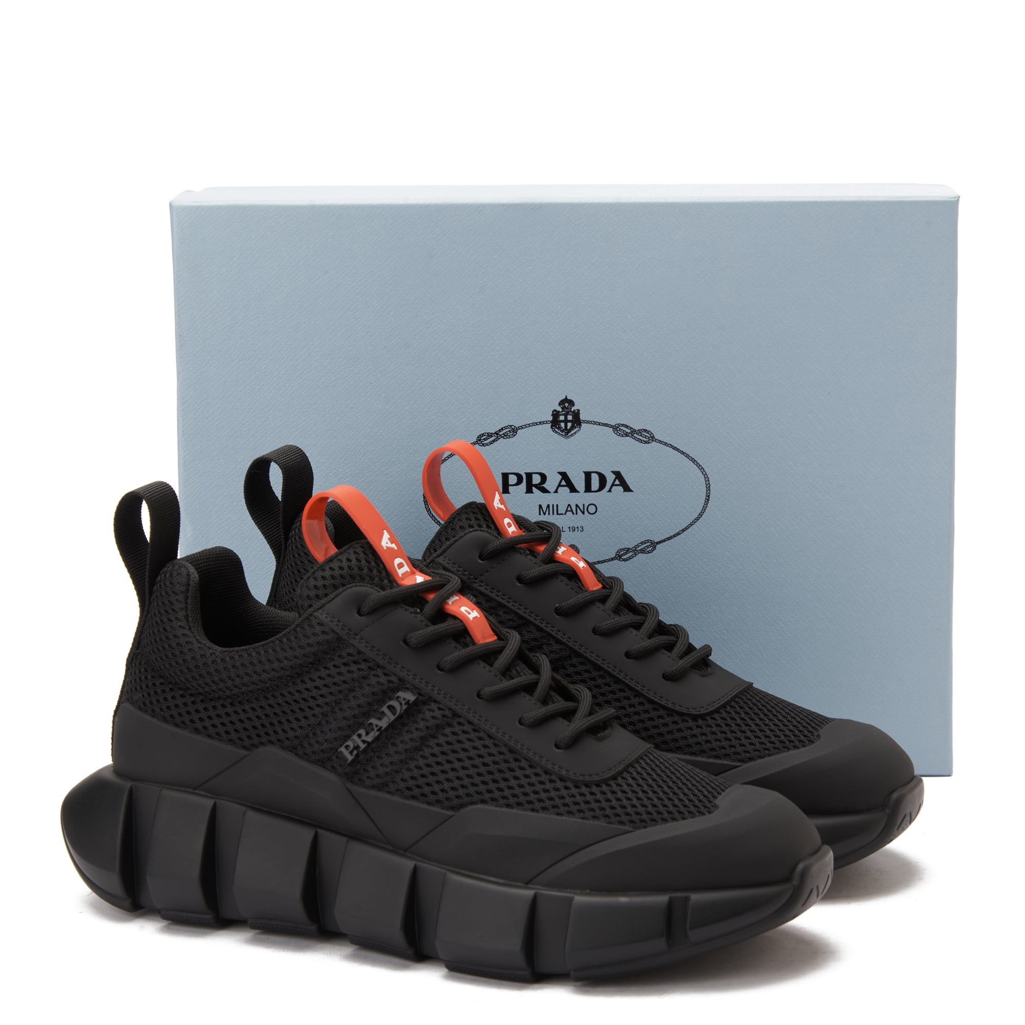 Black Prada With Red Label Sneakers Luxury Shoes