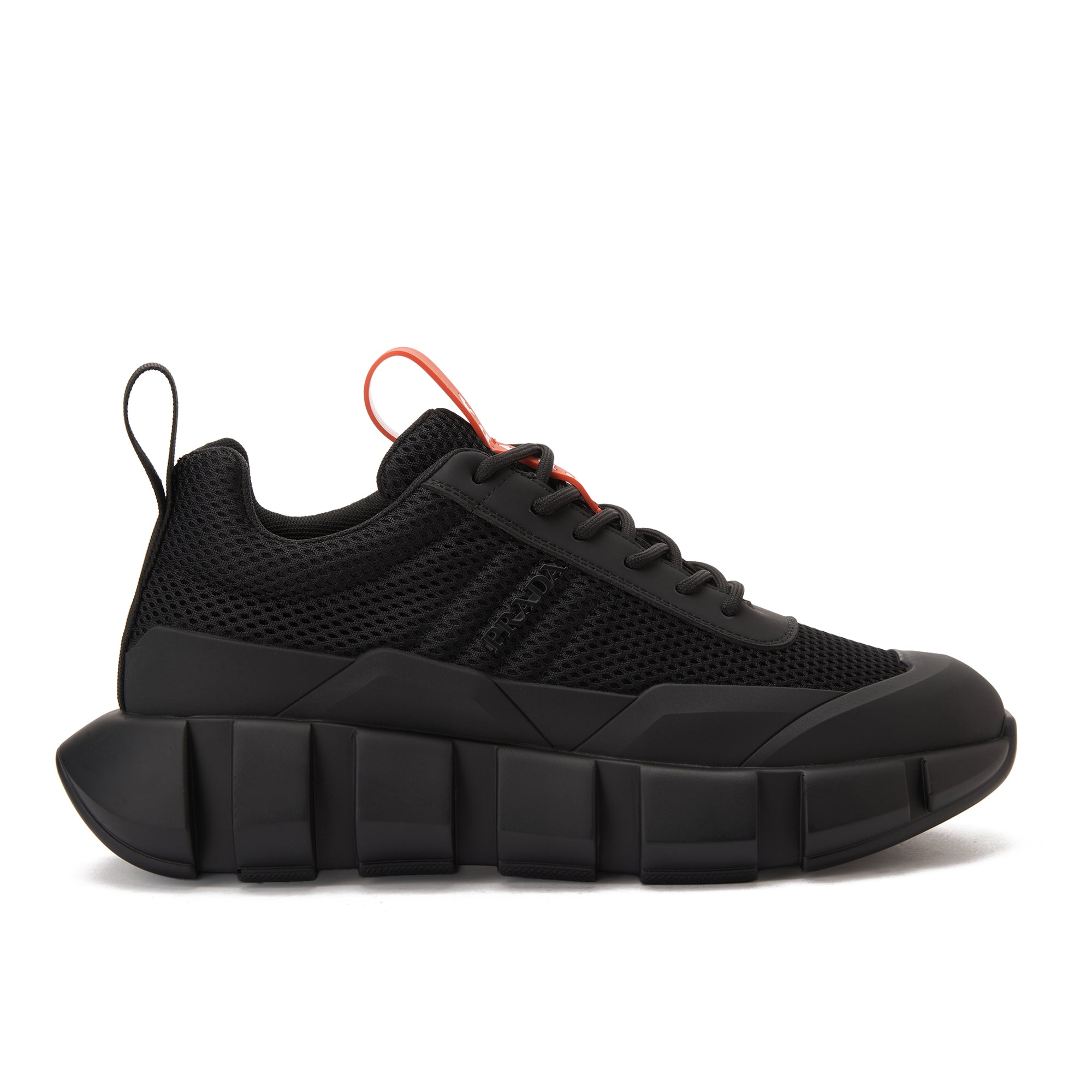 Black Prada With Red Label Sneakers Luxury Shoes