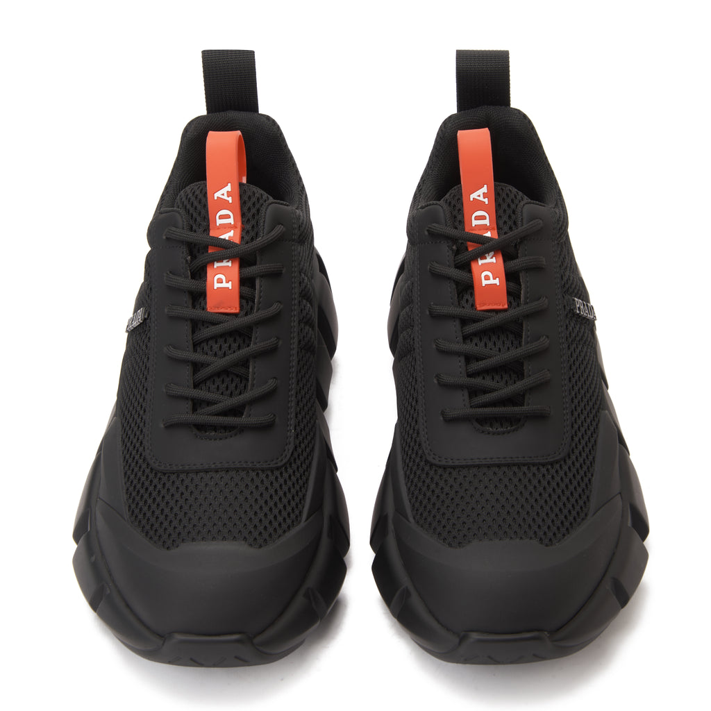 Black Prada With Red Label Sneakers Luxury Shoes