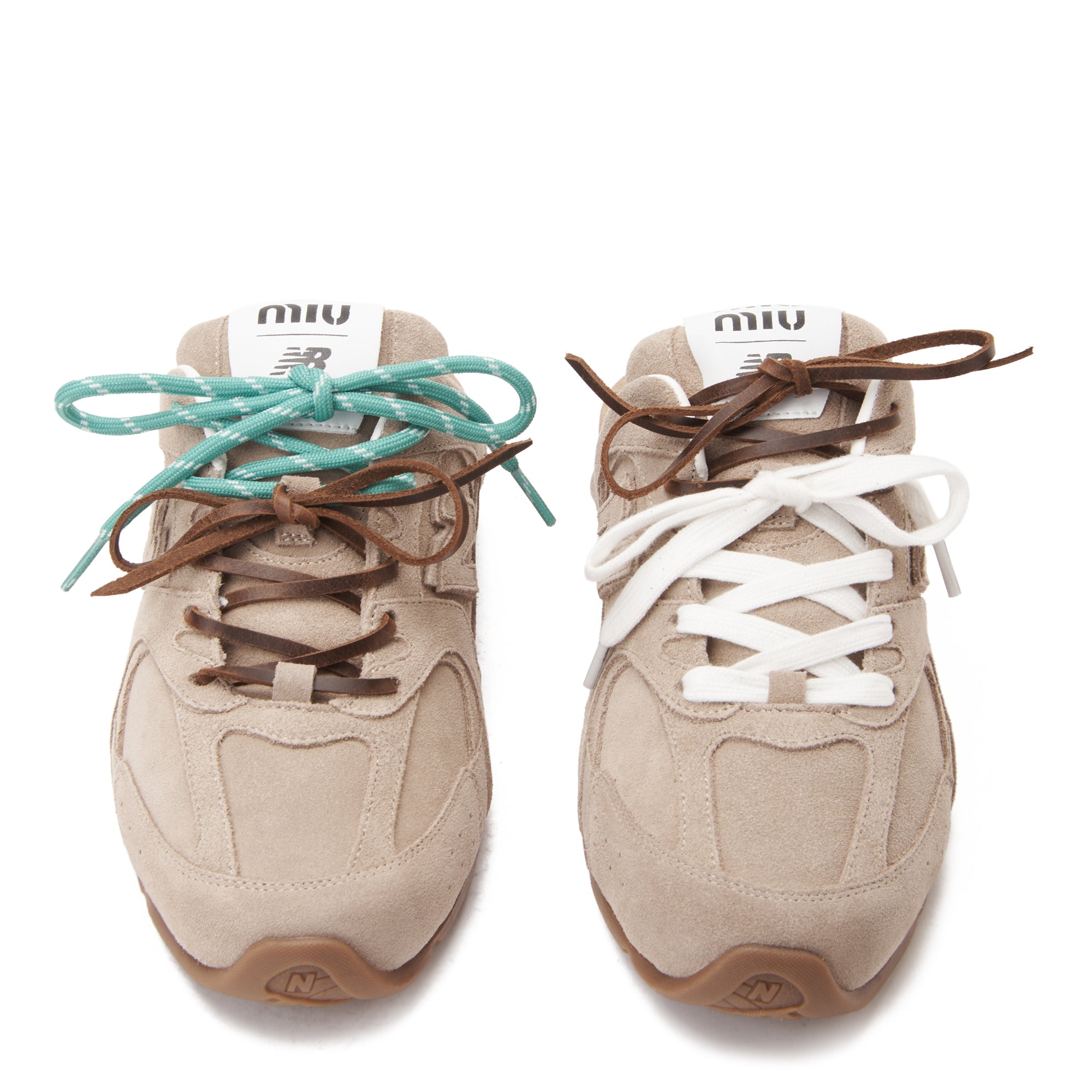 Beige New Balance X Miu Miu 530 SL Suede Mules Luxury Shoes