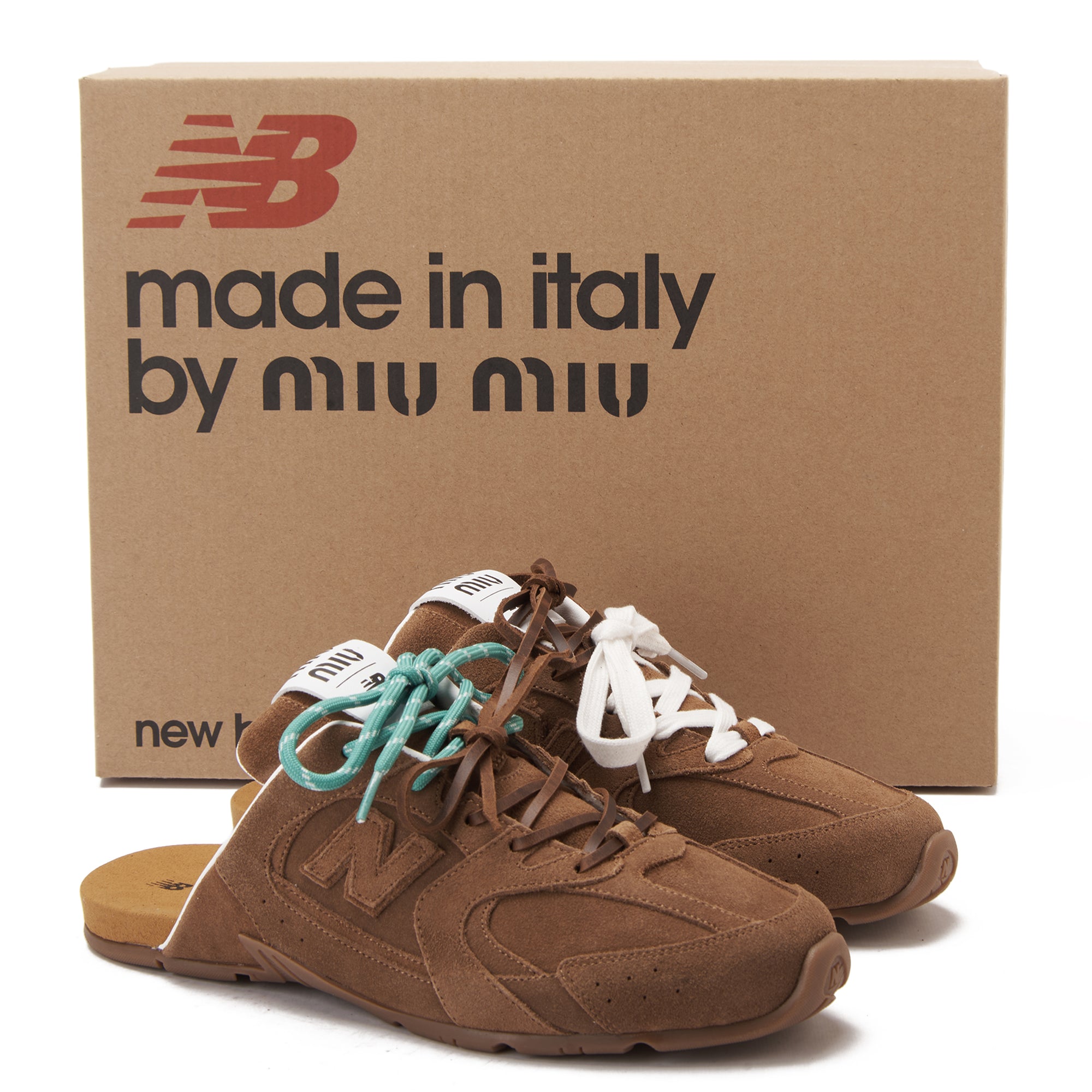 Brown New Balance X Miu Miu 530 SL Suede Mules Luxury Shoes