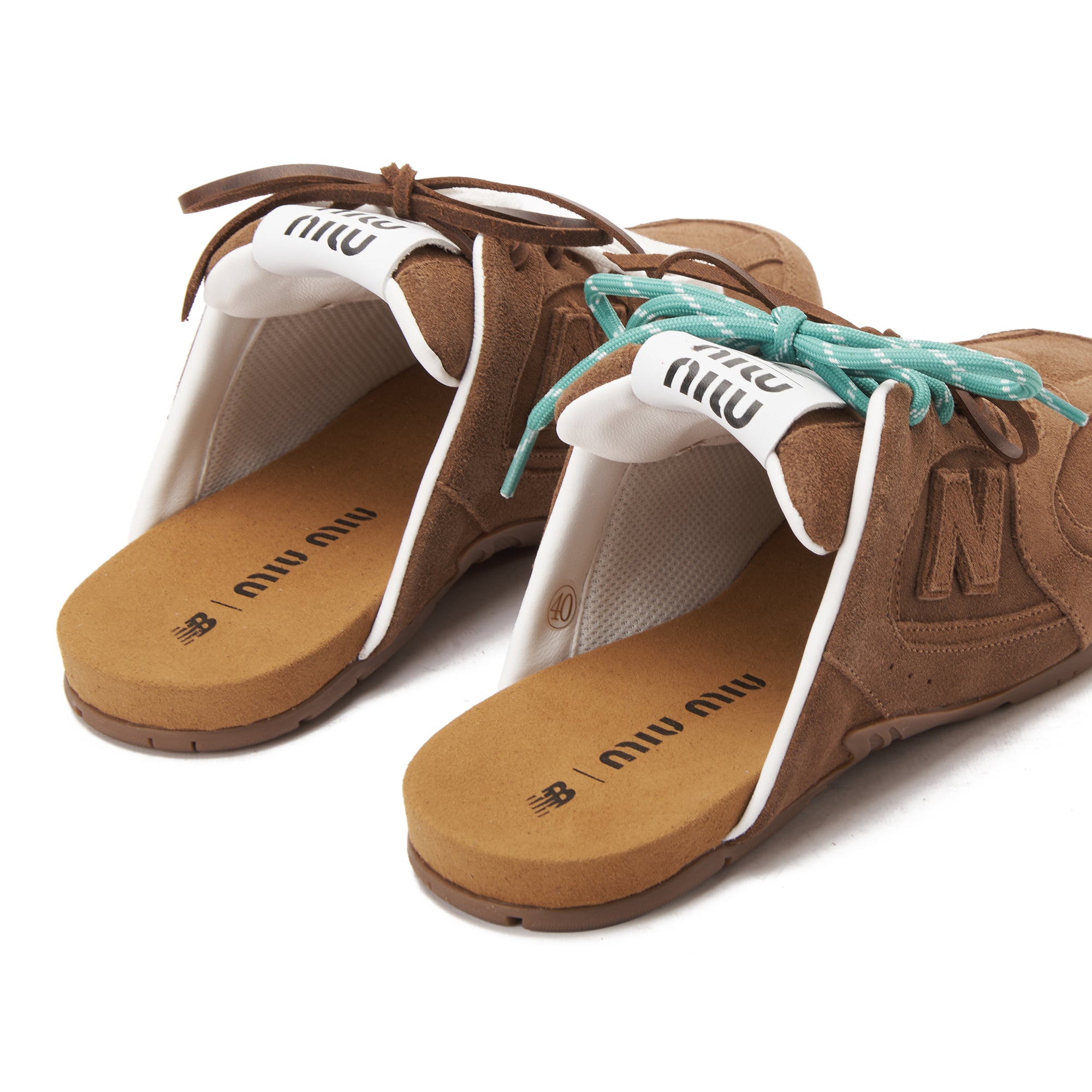 Brown New Balance X Miu Miu 530 SL Suede Mules Luxury Shoes