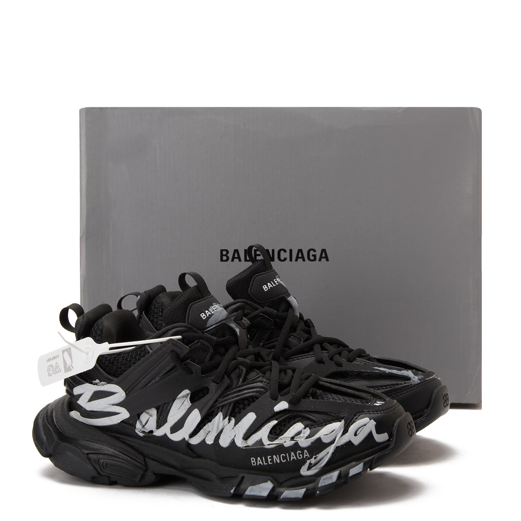Black Balenciaga Track Signature Sneakers Luxury Shoes