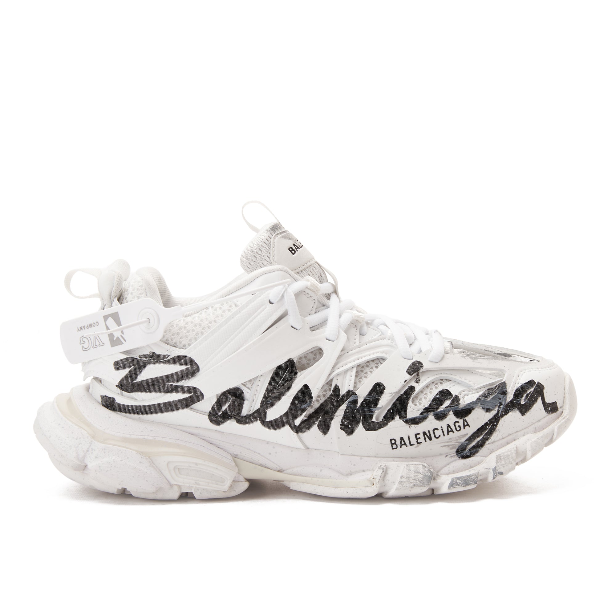 White Balenciaga Track Signature Sneakers Luxury Shoes