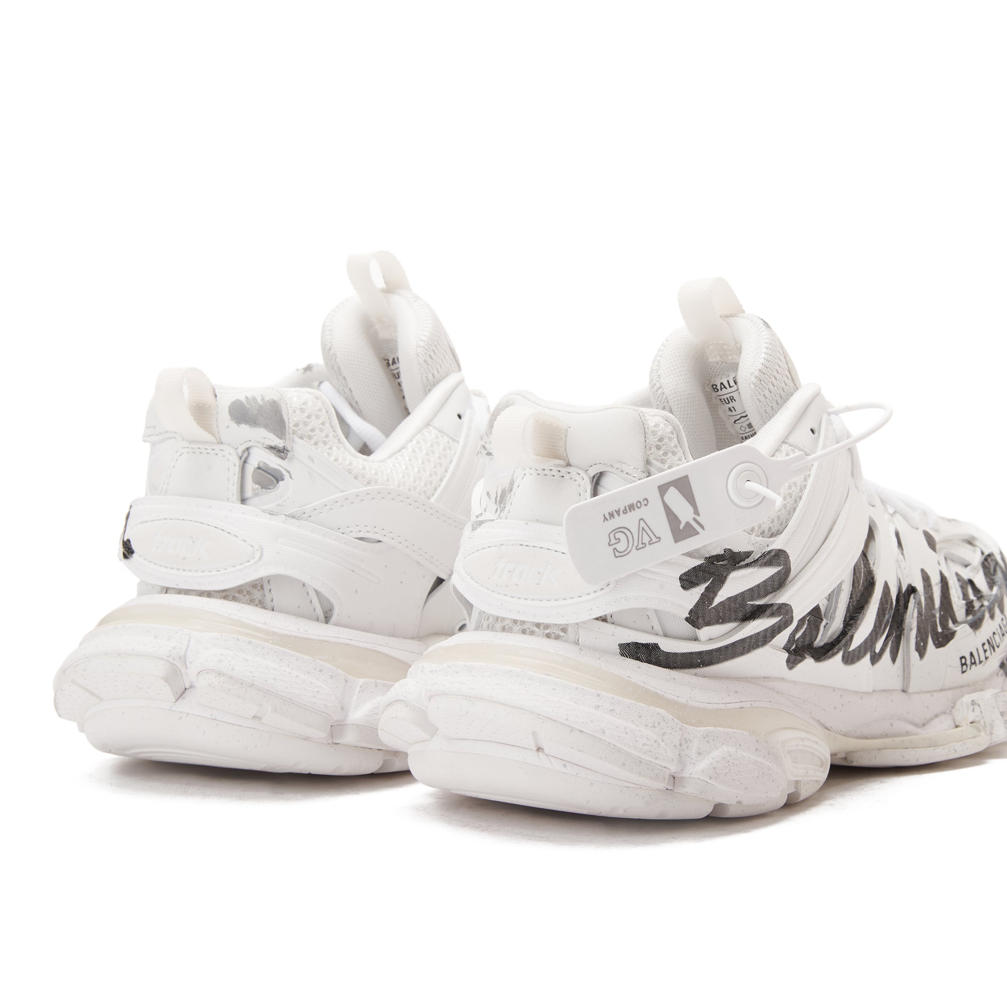 White Balenciaga Track Signature Sneakers Luxury Shoes