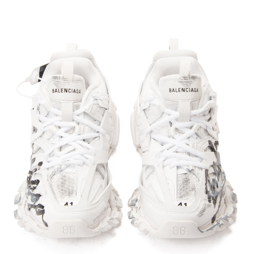 White Balenciaga Track Signature Sneakers Luxury Shoes