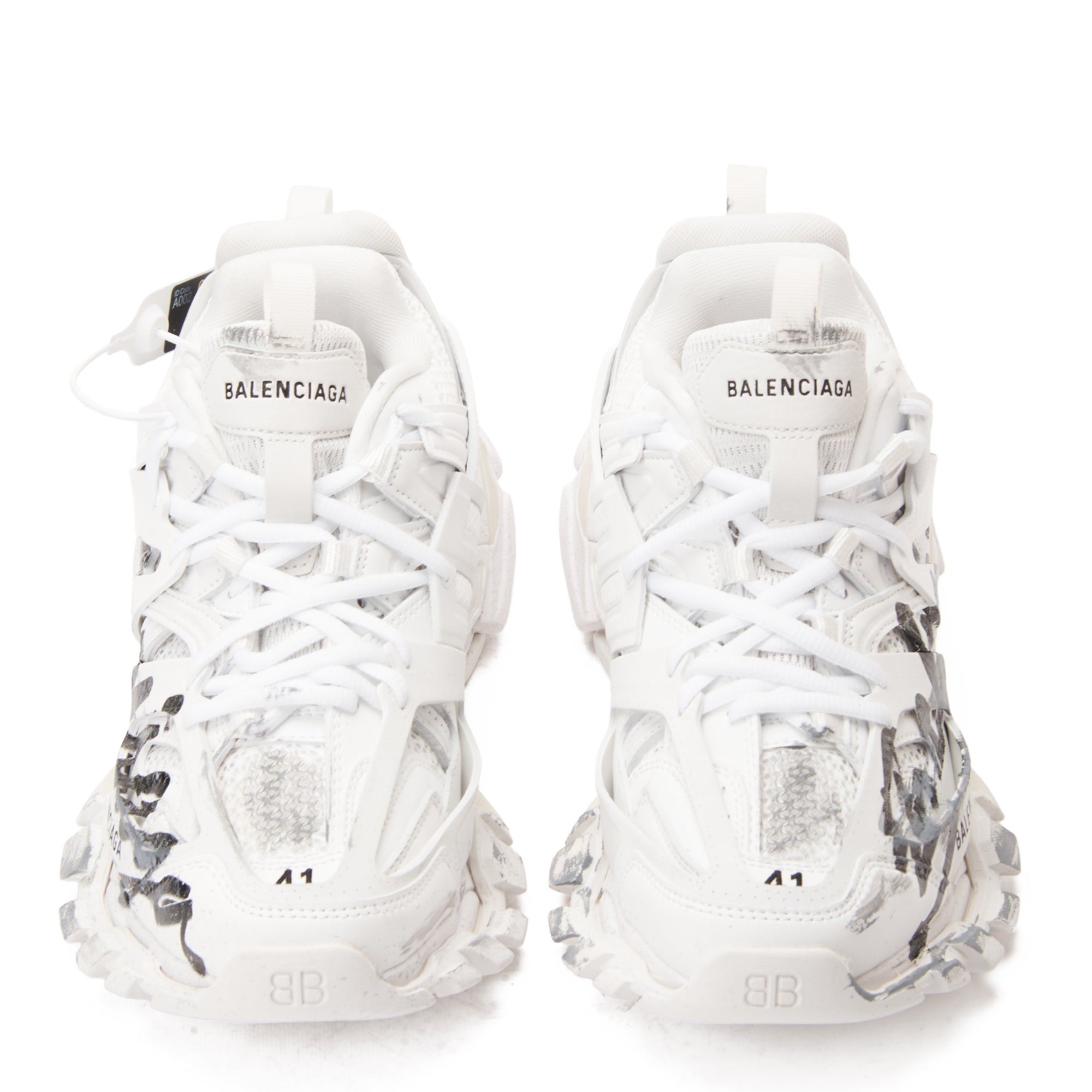 White Balenciaga Track Signature Sneakers Luxury Shoes