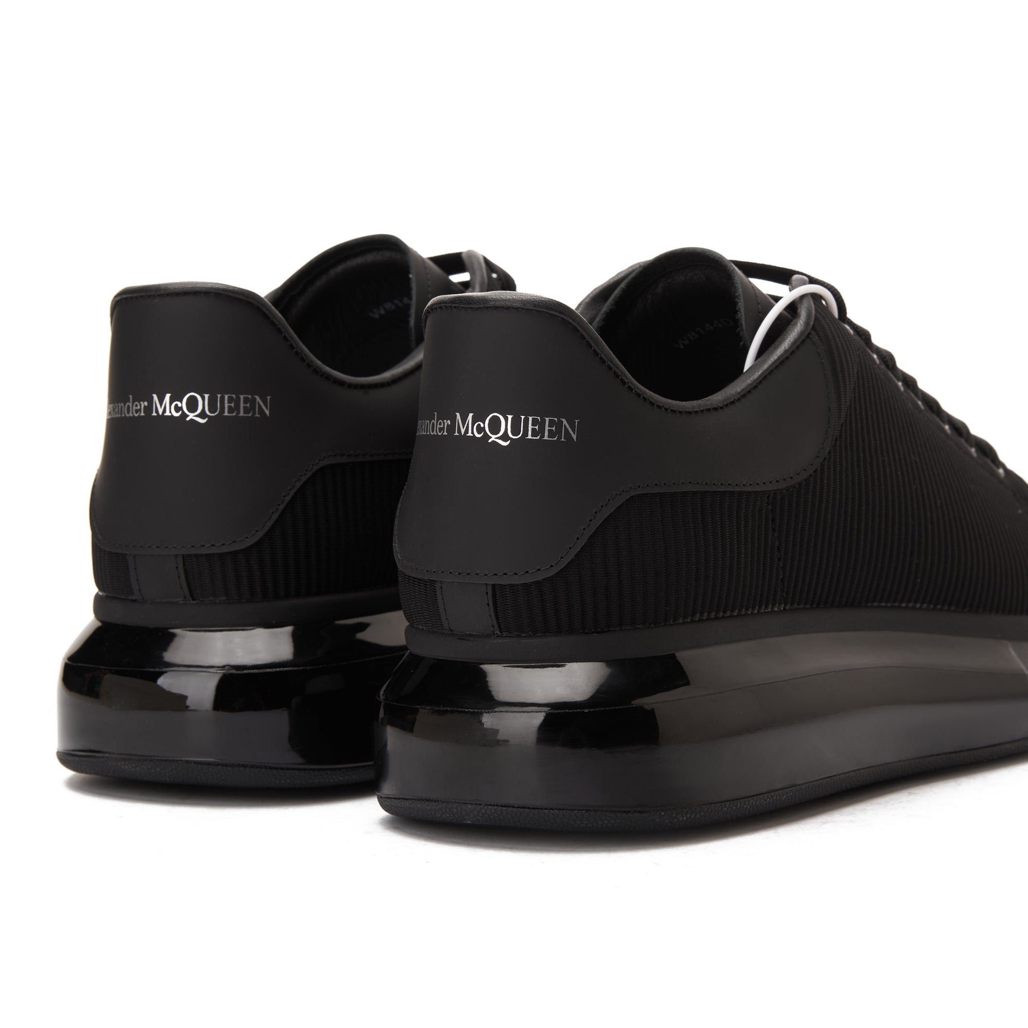 All Black Alexander Mcqueen Ribbed Style Sneakers Luxury Shoes