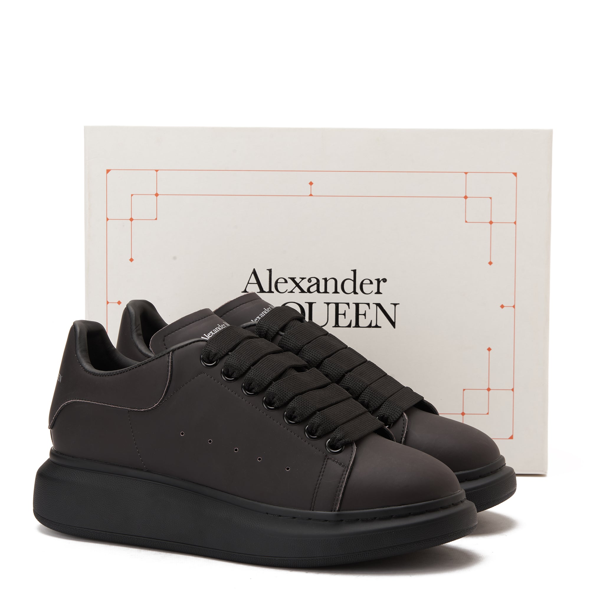 All Black Alexander Mcqueen Red Reflected Sneakers Luxury Shoes