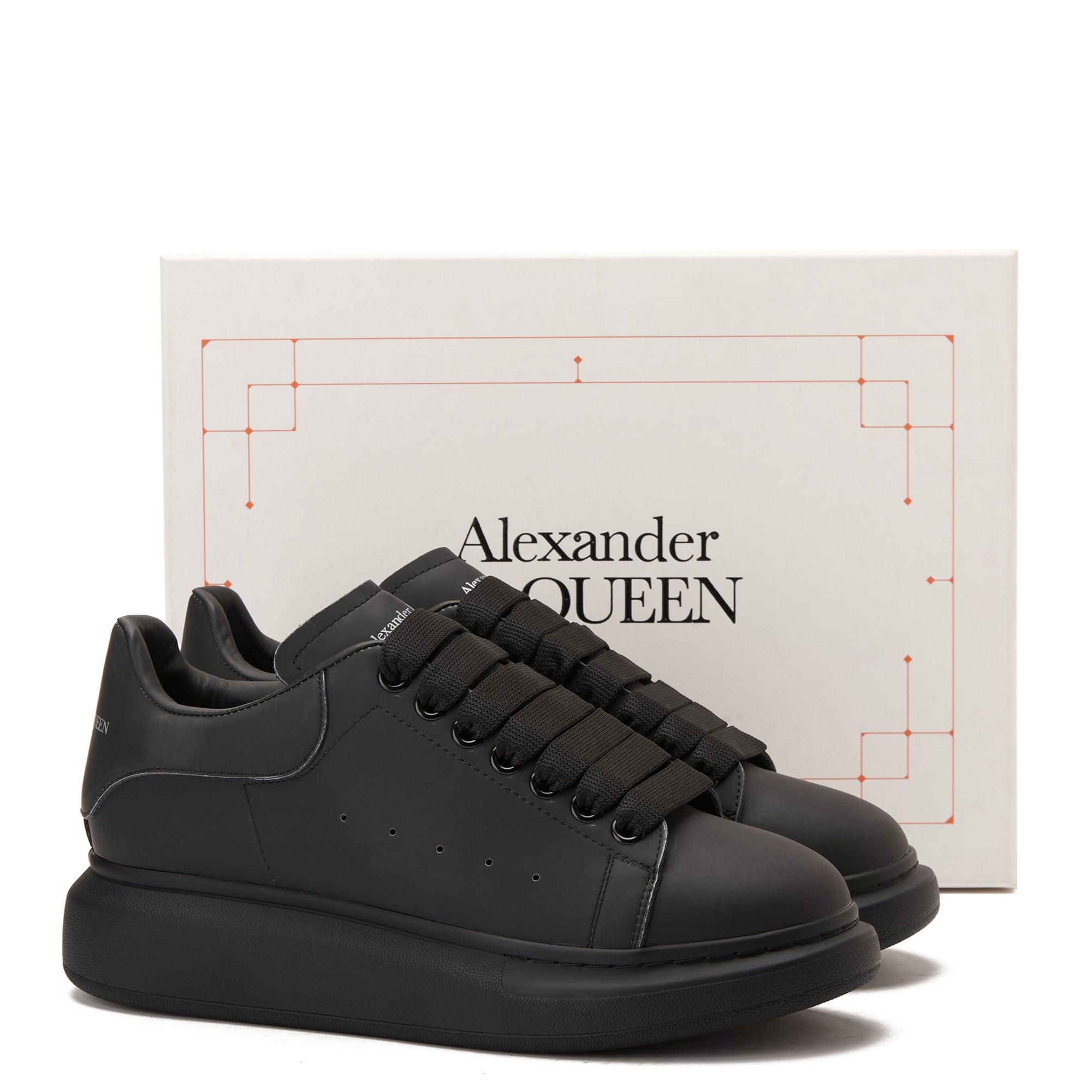 All Black Alexander Mcqueen Blue Reflected Sneakers Luxury Shoes