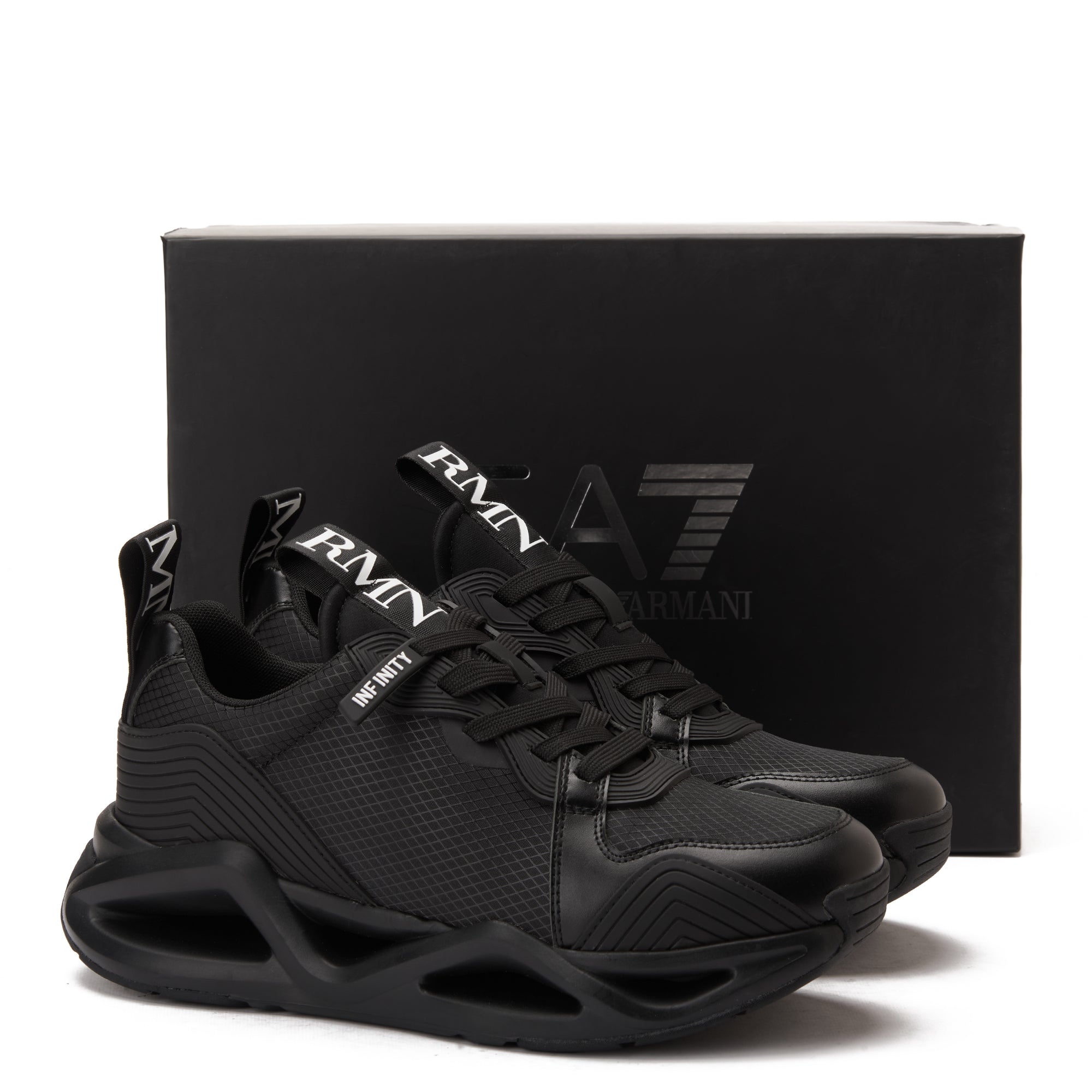 Black EA7 Emporio Armani Infinity Evolution Sneakers Luxury Shoes