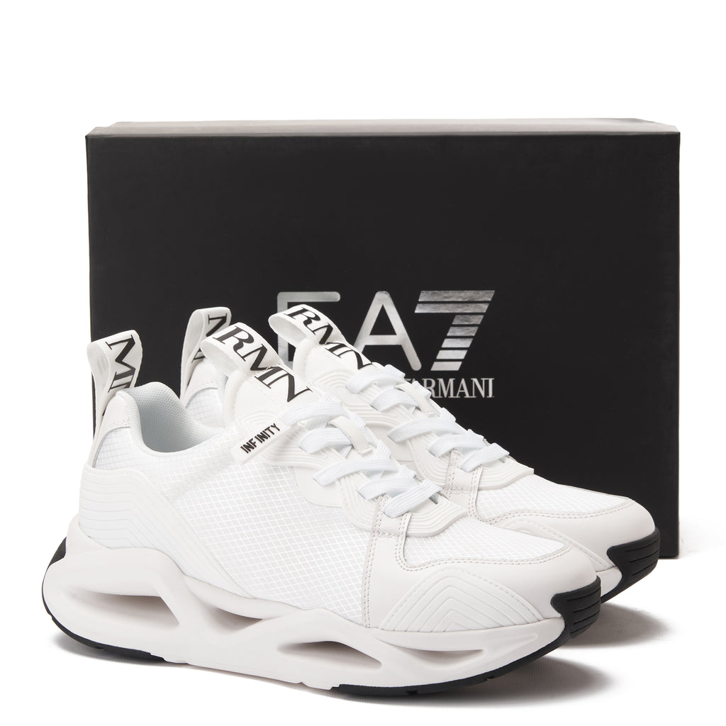 White EA7 Emporio Armani Infinity Evolution Sneakers Luxury Shoes