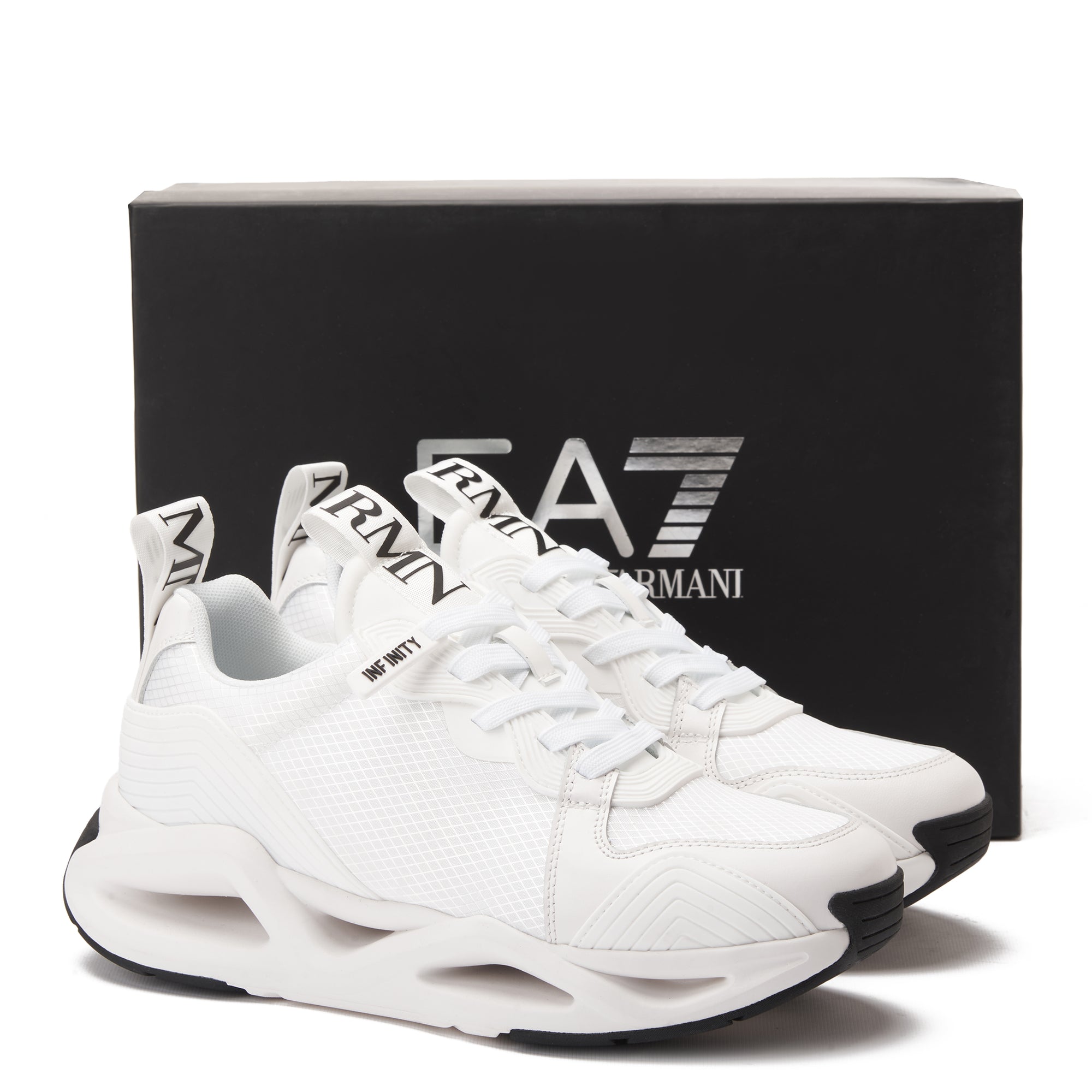 White EA7 Emporio Armani Infinity Evolution Sneakers Luxury Shoes
