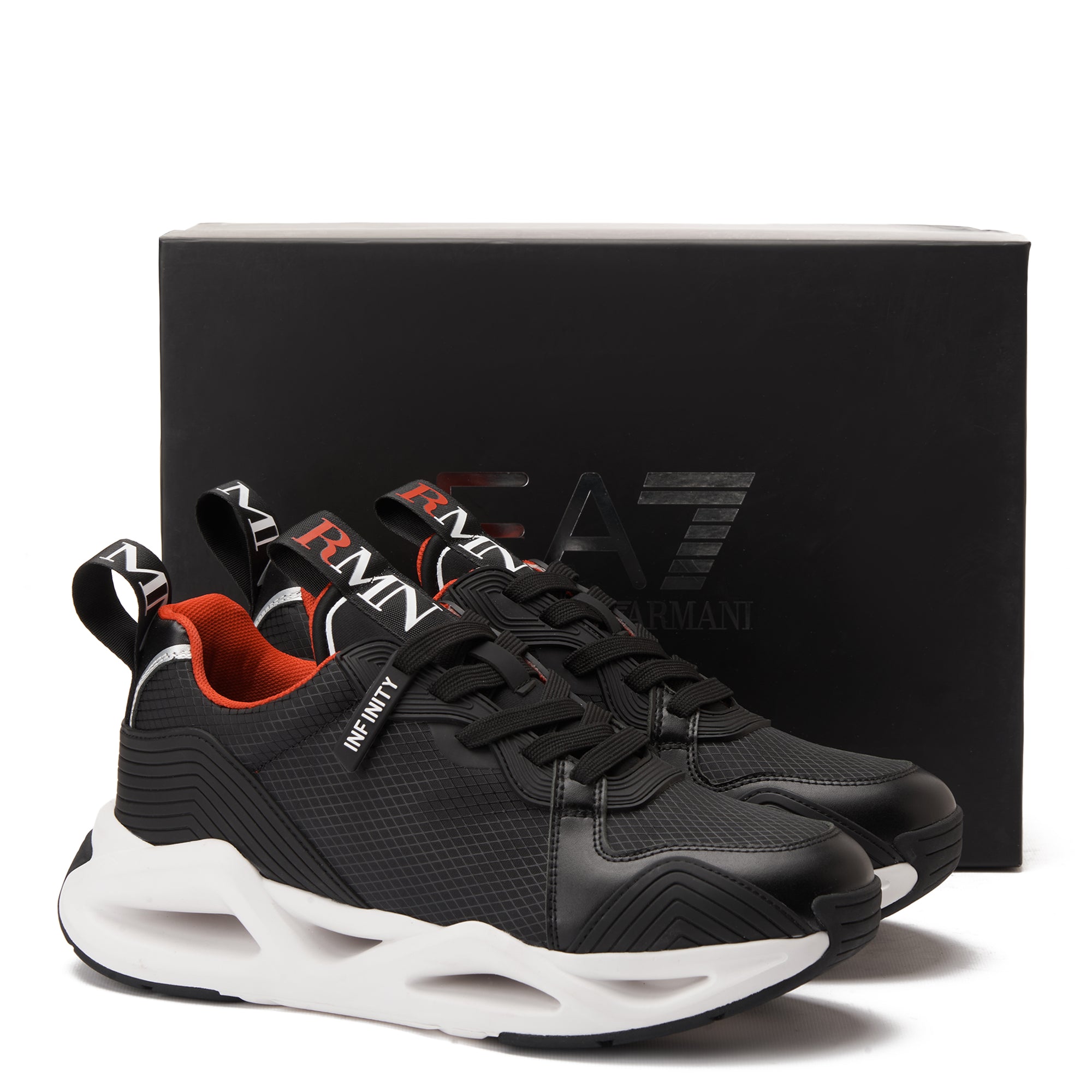Black&Red EA7 Emporio Armani Infinity Evolution Sneakers Luxury Shoes