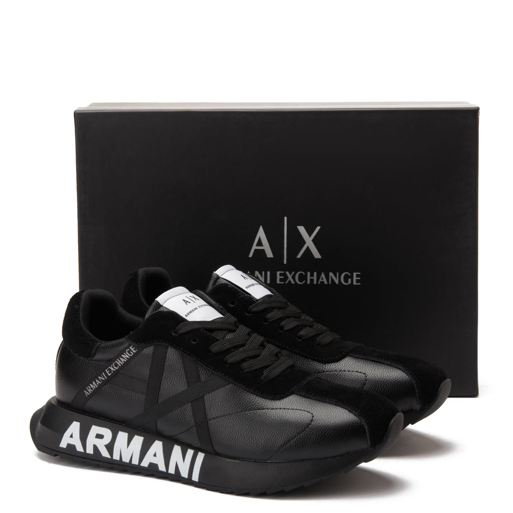 Black Armani Exchange In Logo Sneakers Luxury Shoes