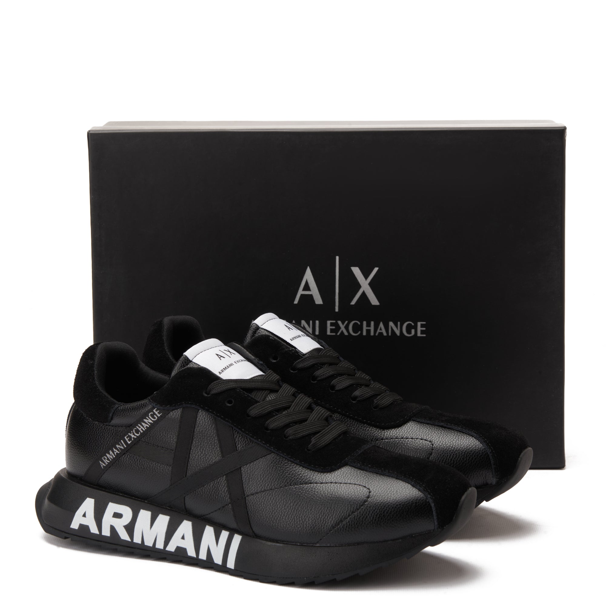 Black Armani Exchange In Logo Sneakers Luxury Shoes
