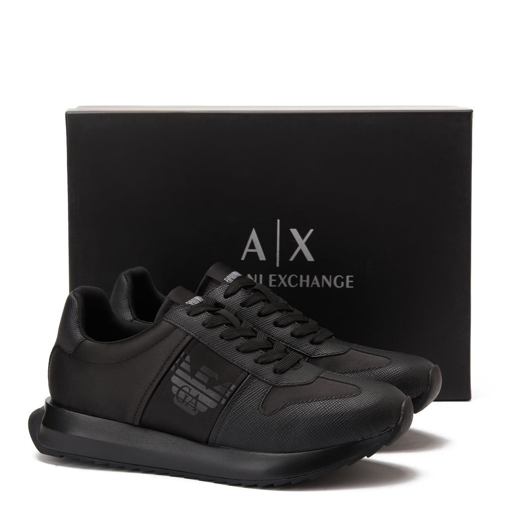 All Black Armani Exchange Low Top Sneakers Luxury Shoes