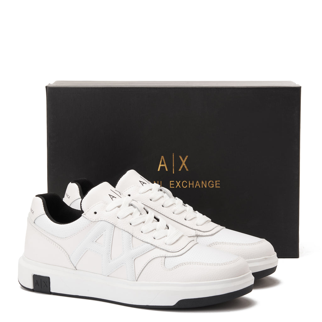 White Armani Exchange With Contrasting Details And Side Logo Sneakers Luxury Shoes