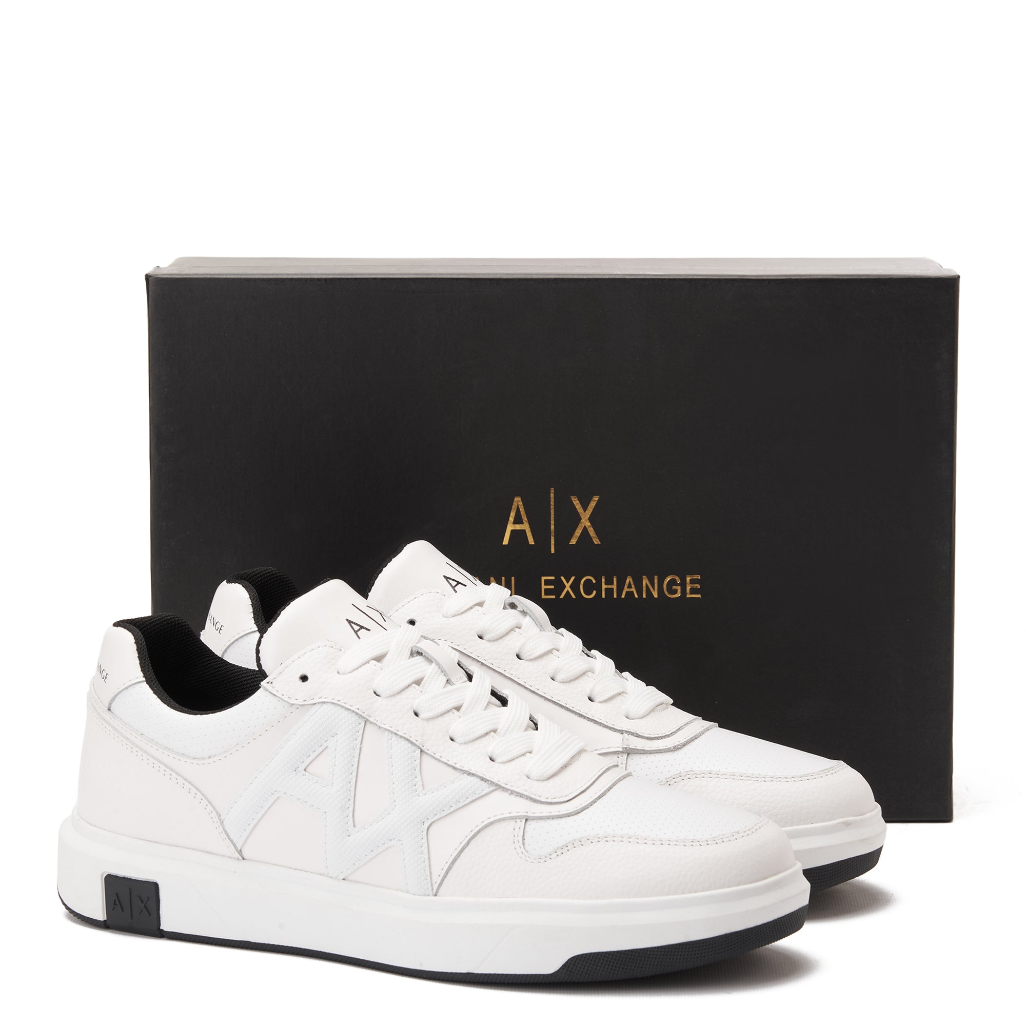 White Armani Exchange With Contrasting Details And Side Logo Sneakers Luxury Shoes