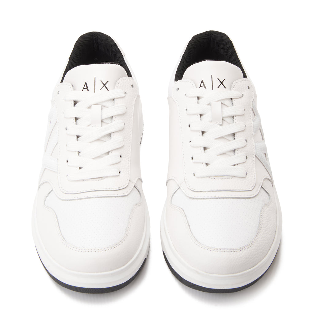 White Armani Exchange With Contrasting Details And Side Logo Sneakers Luxury Shoes