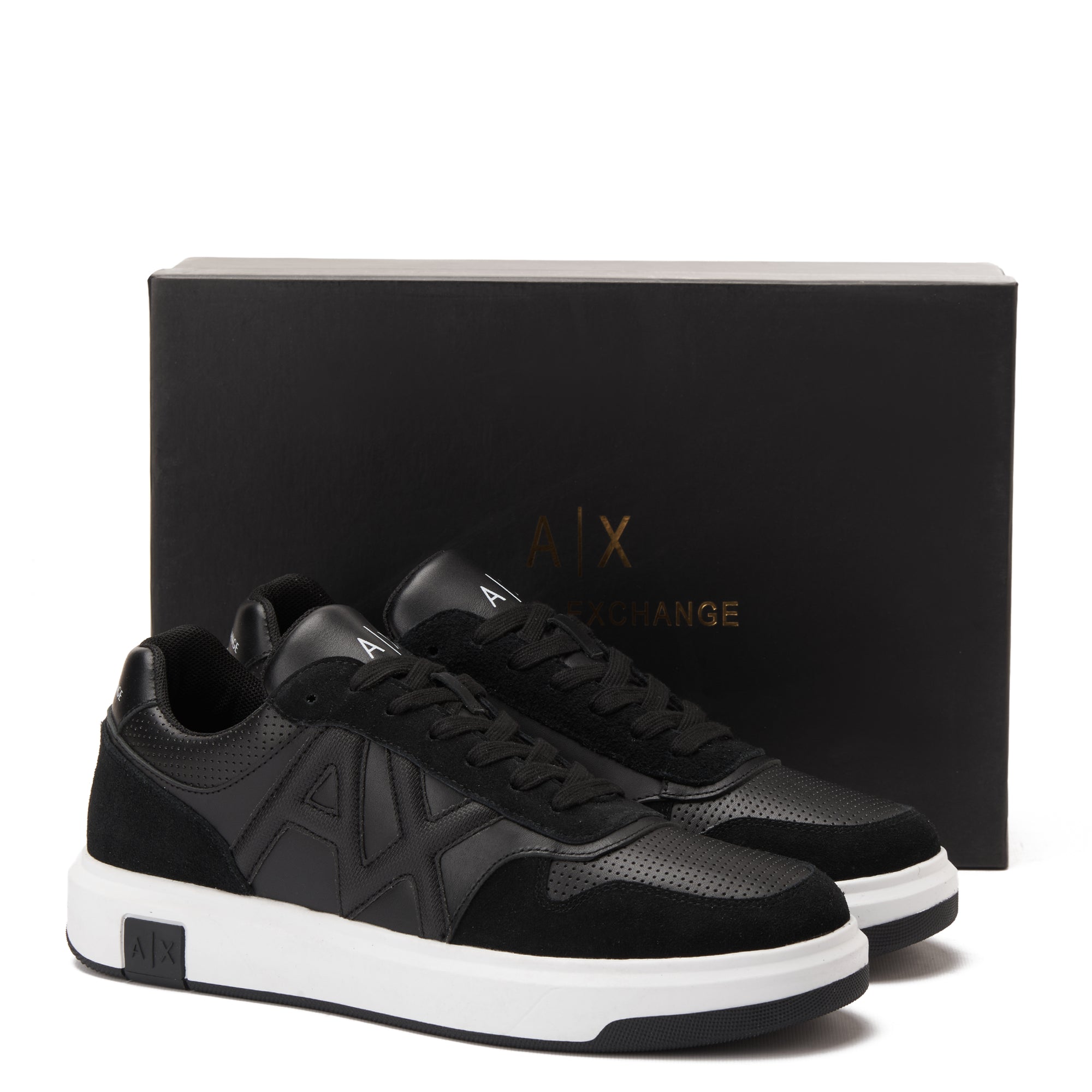 BlackArmani Exchange With Contrasting Details And Side Logo Sneakers Luxury Shoes