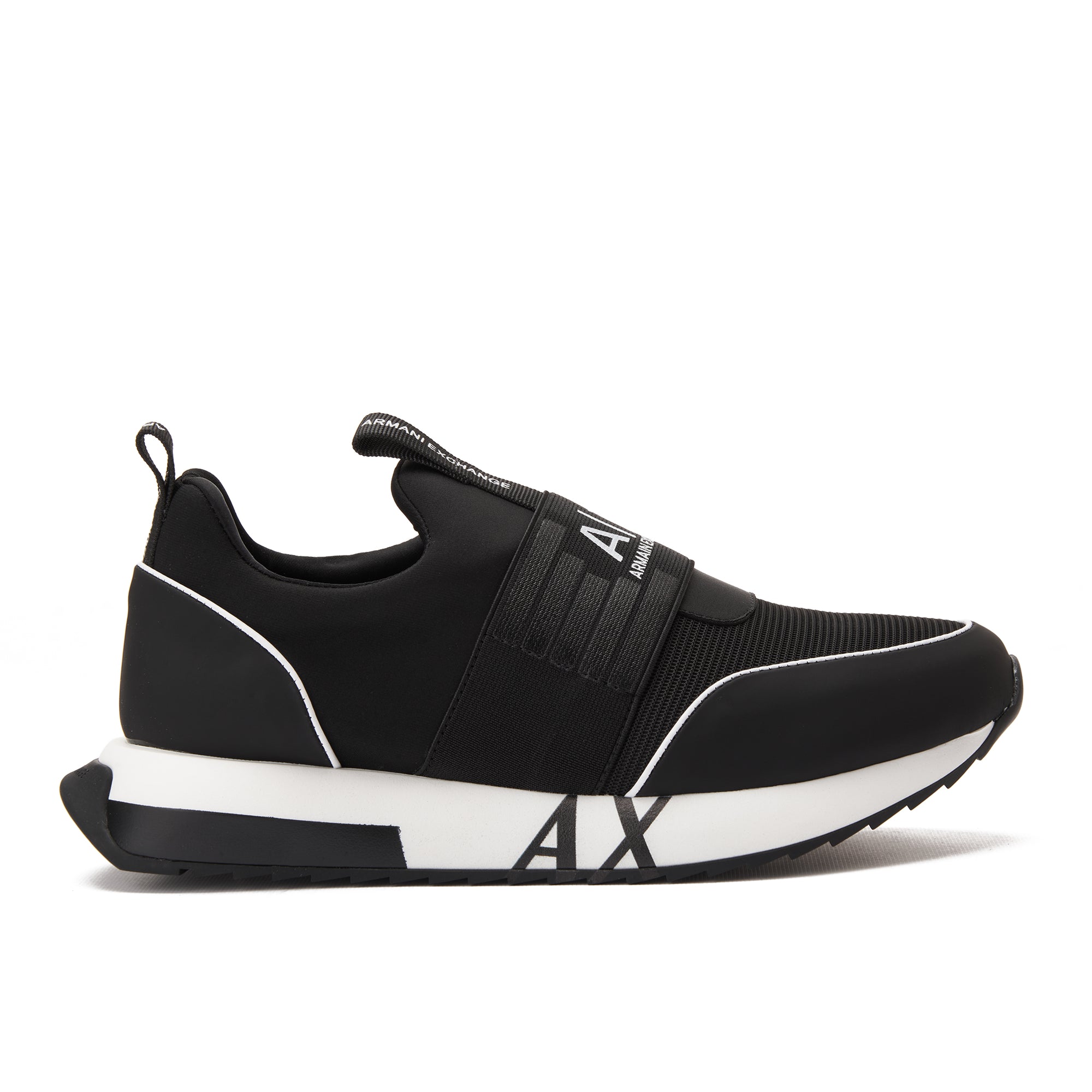 Black Armani Exchange Runner With Strap Sneakers Luxury Shoes