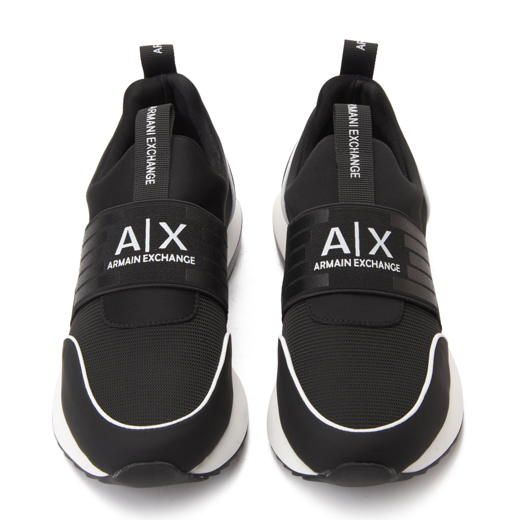 Black Armani Exchange Runner With Strap Sneakers Luxury Shoes