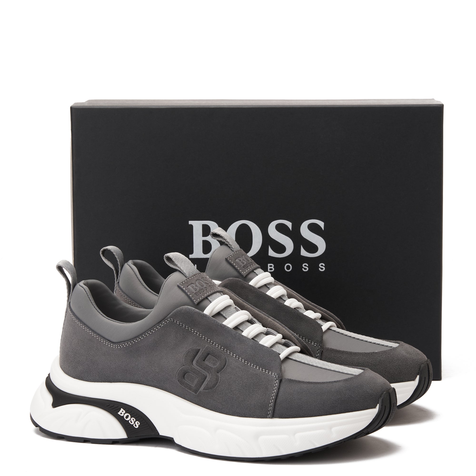 Gray Hugo Boss Suede Sneakers Luxury Shoes