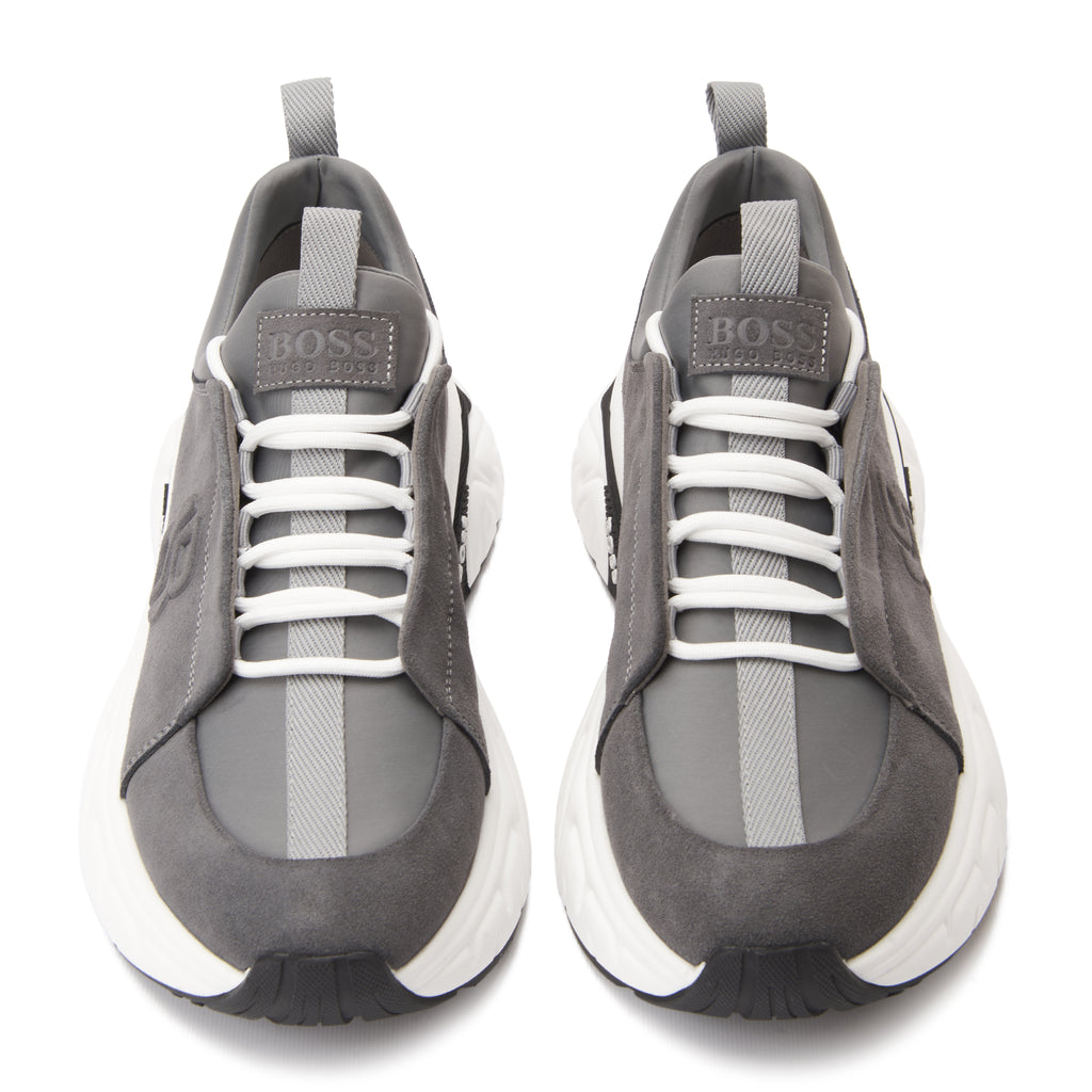 Gray Hugo Boss Suede Sneakers Luxury Shoes