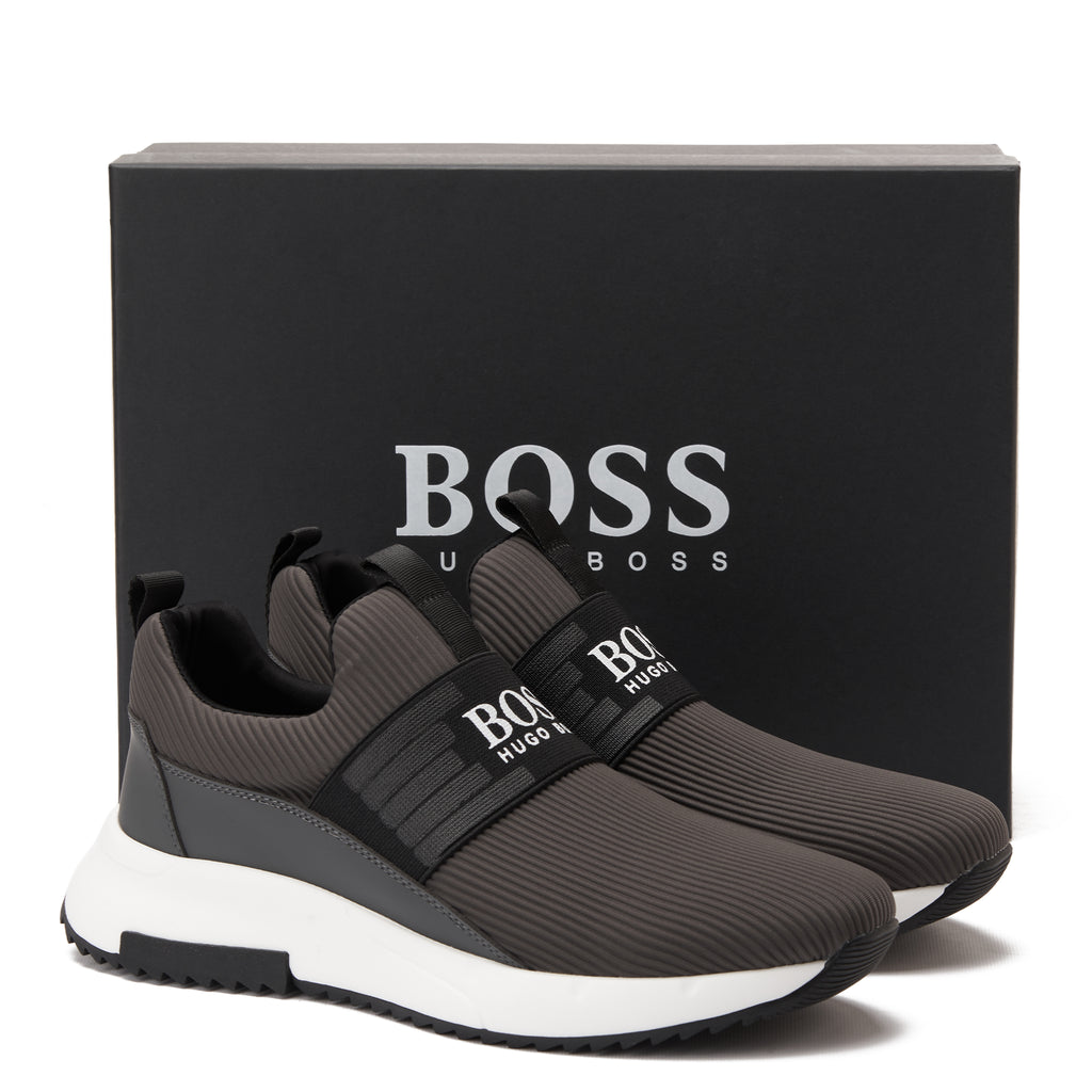 Gray Hugo Boss In Logo With Strap Sneakers Luxury Shoes