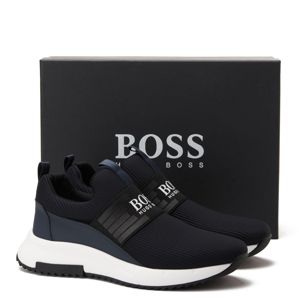 Navy Hugo Boss In Logo With Strap Sneakers Luxury Shoes