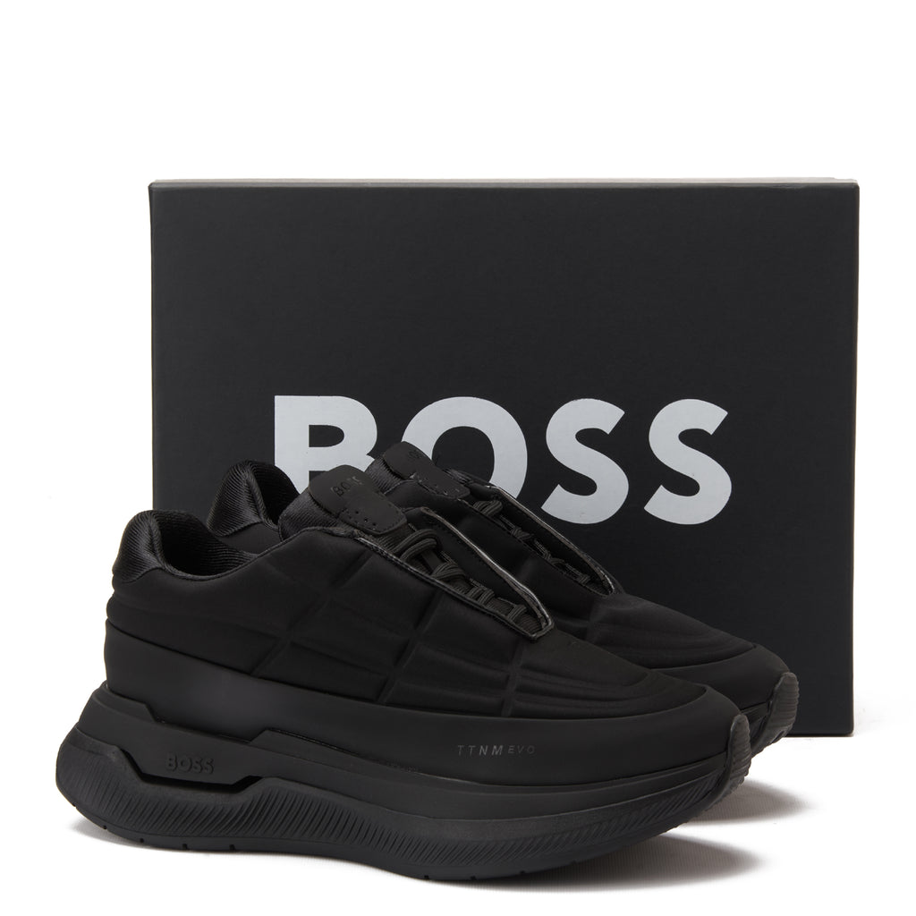 All Black Hugo Boss Void Runn Quilted Hfn Sneakers Luxury Shoes