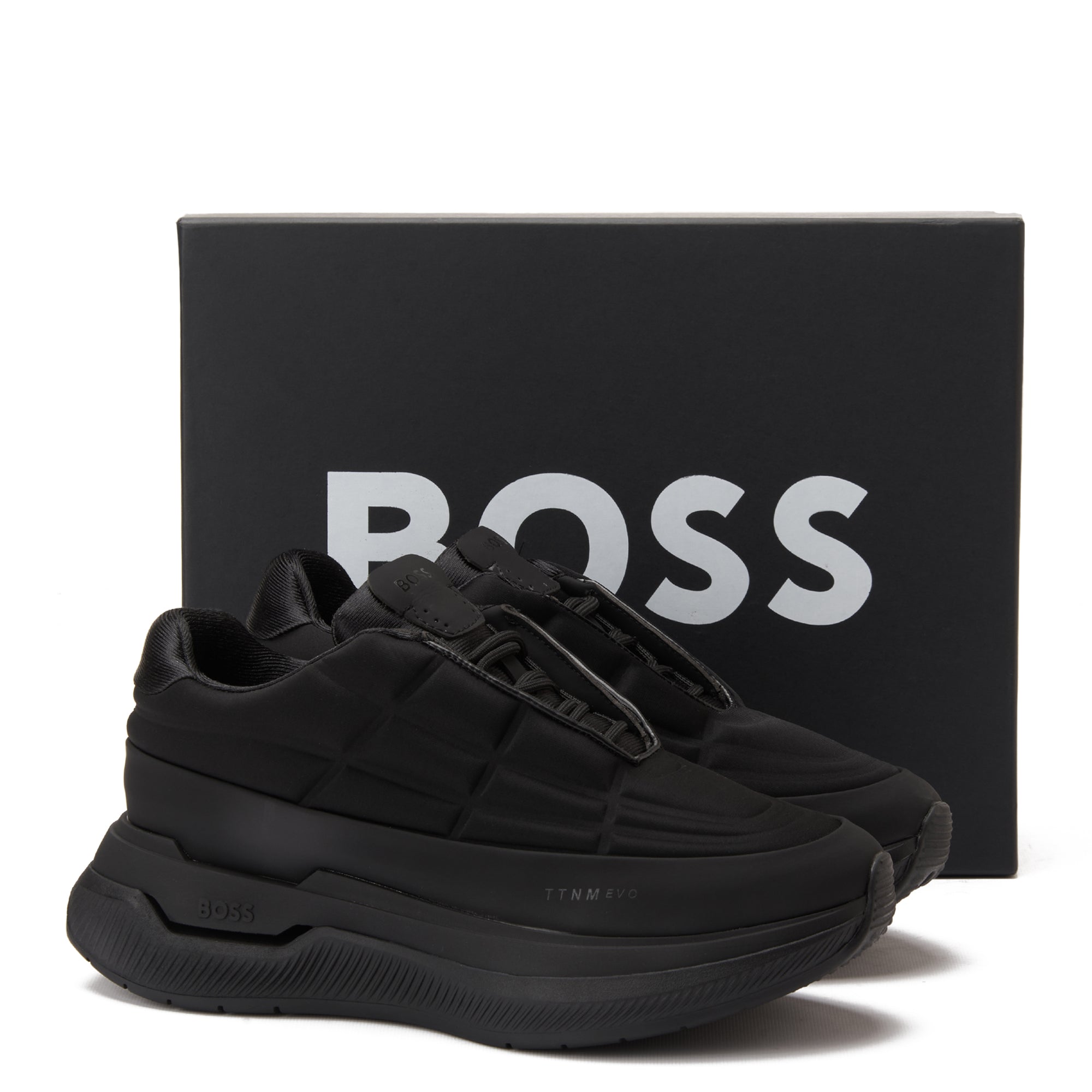 All Black Hugo Boss Void Runn Quilted Hfn Sneakers Luxury Shoes