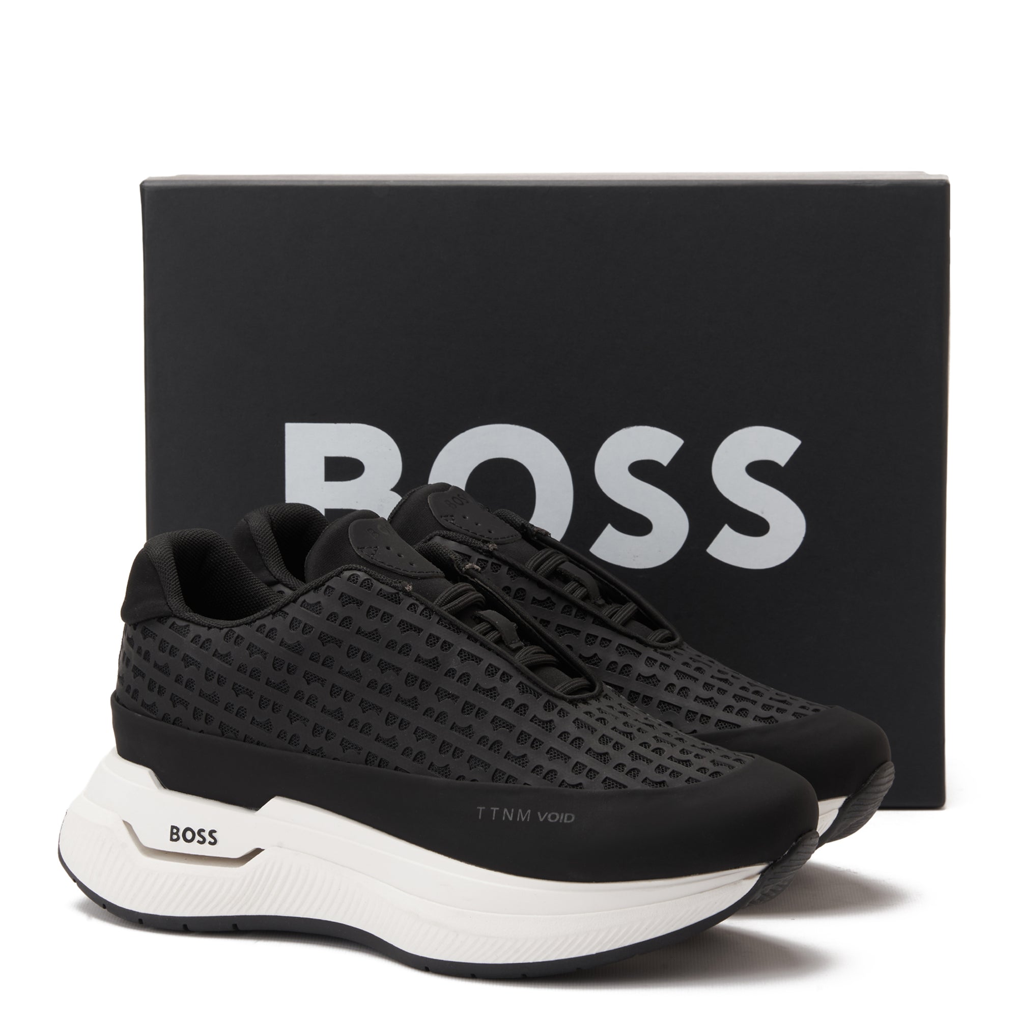 Black&White Hugo Boss In Logo Sneakers Luxury Shoes