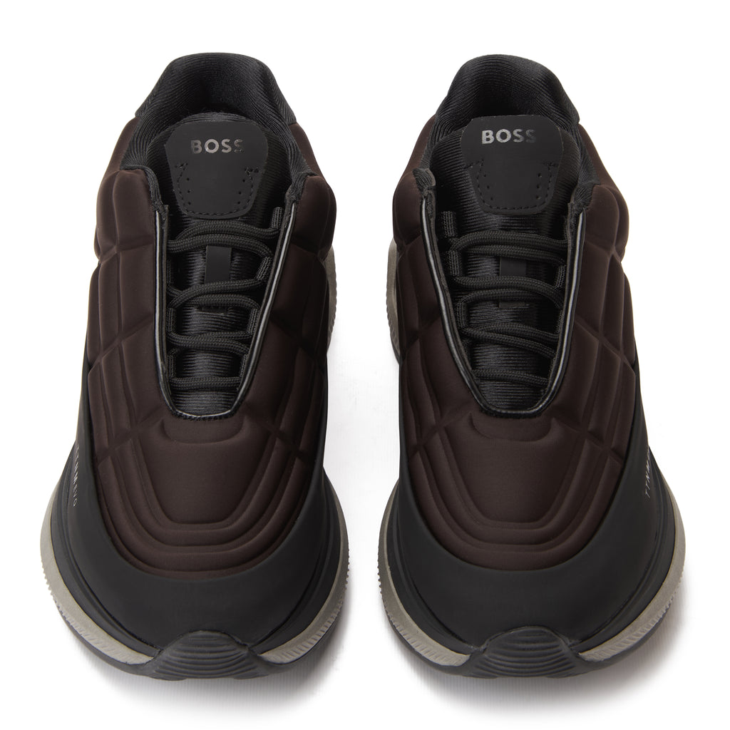 Black&Brown Hugo Boss Void Runn Quilted Hfn Sneakers Luxury Shoes