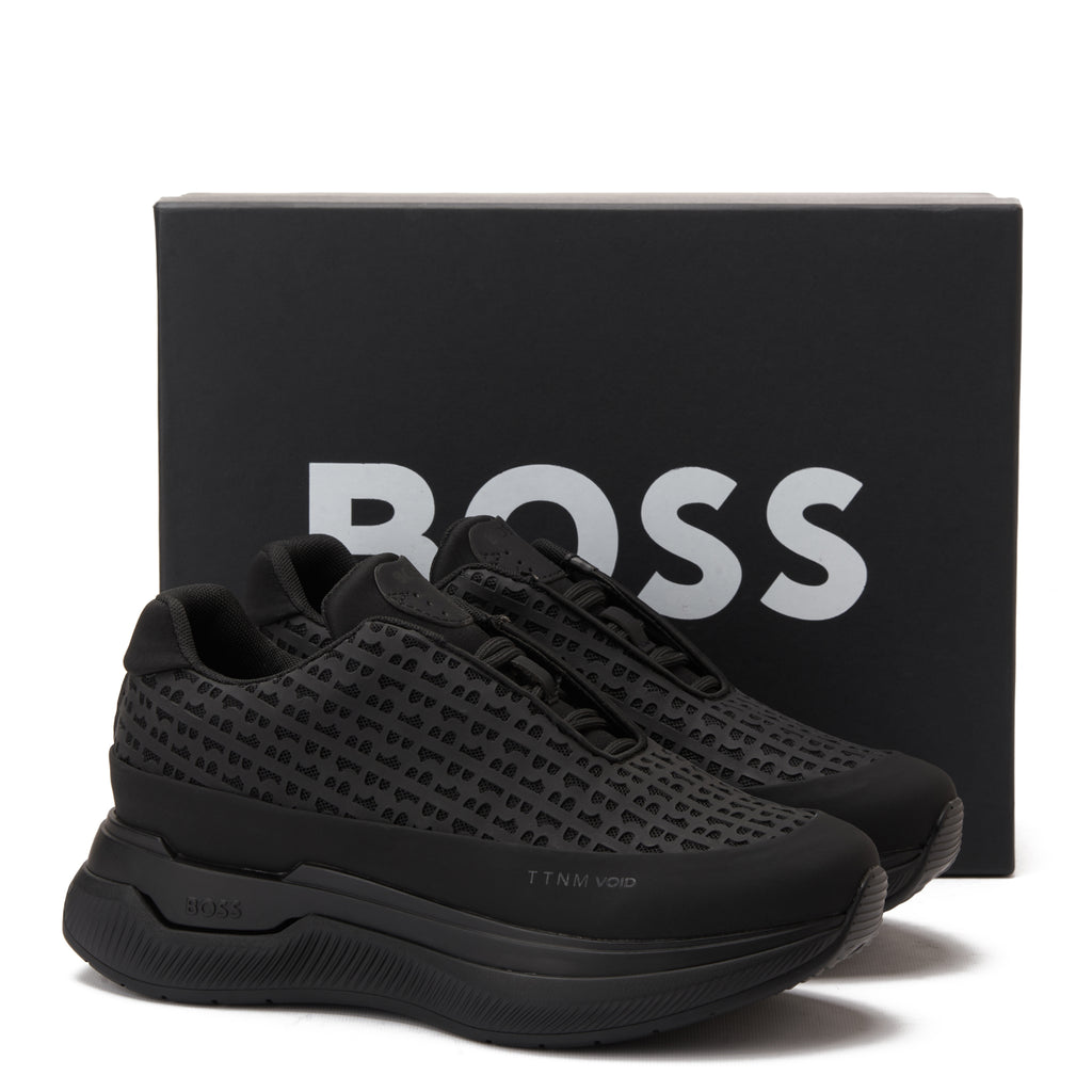 All Black Hugo Boss In Logo Sneakers Luxury Shoes