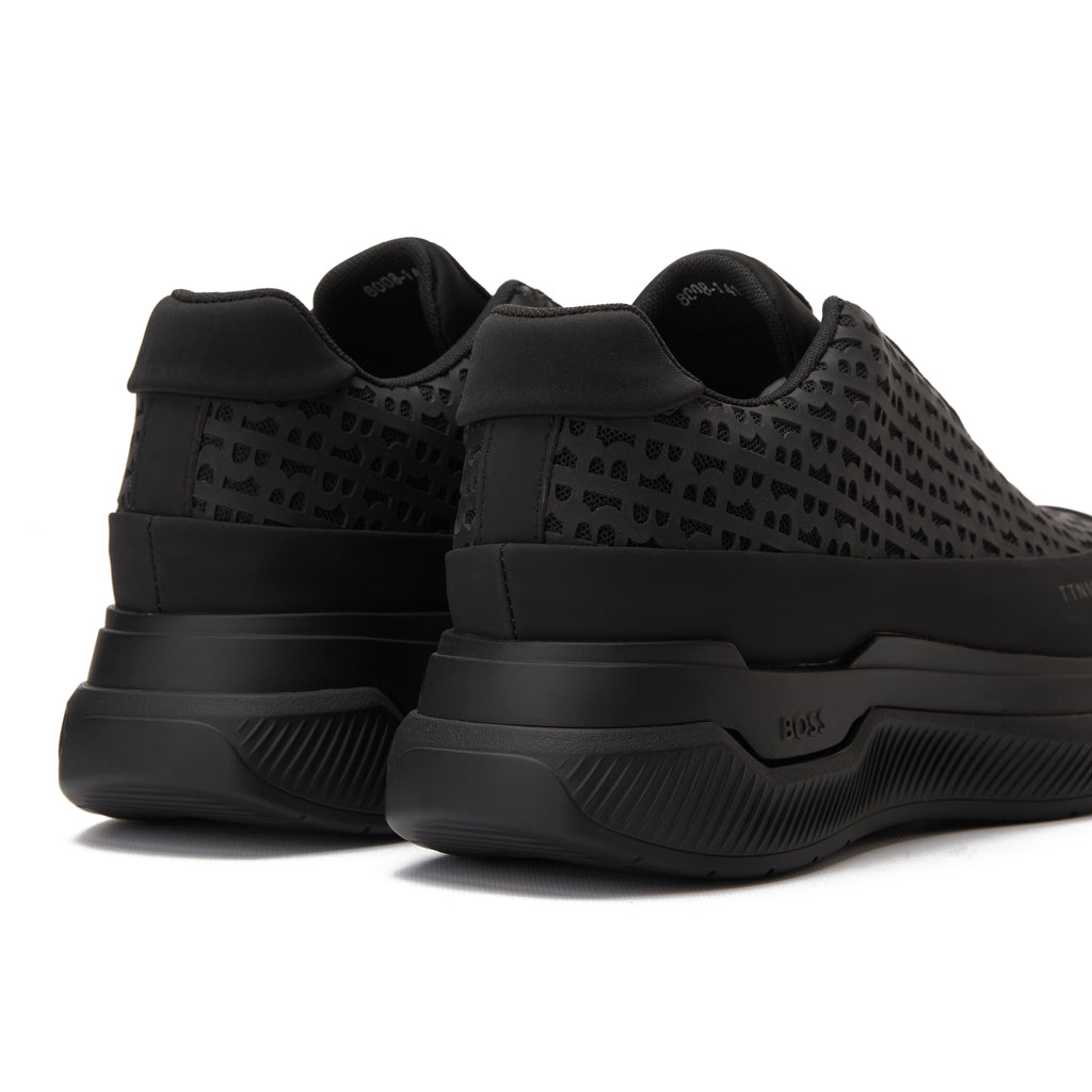 All Black Hugo Boss In Logo Sneakers Luxury Shoes
