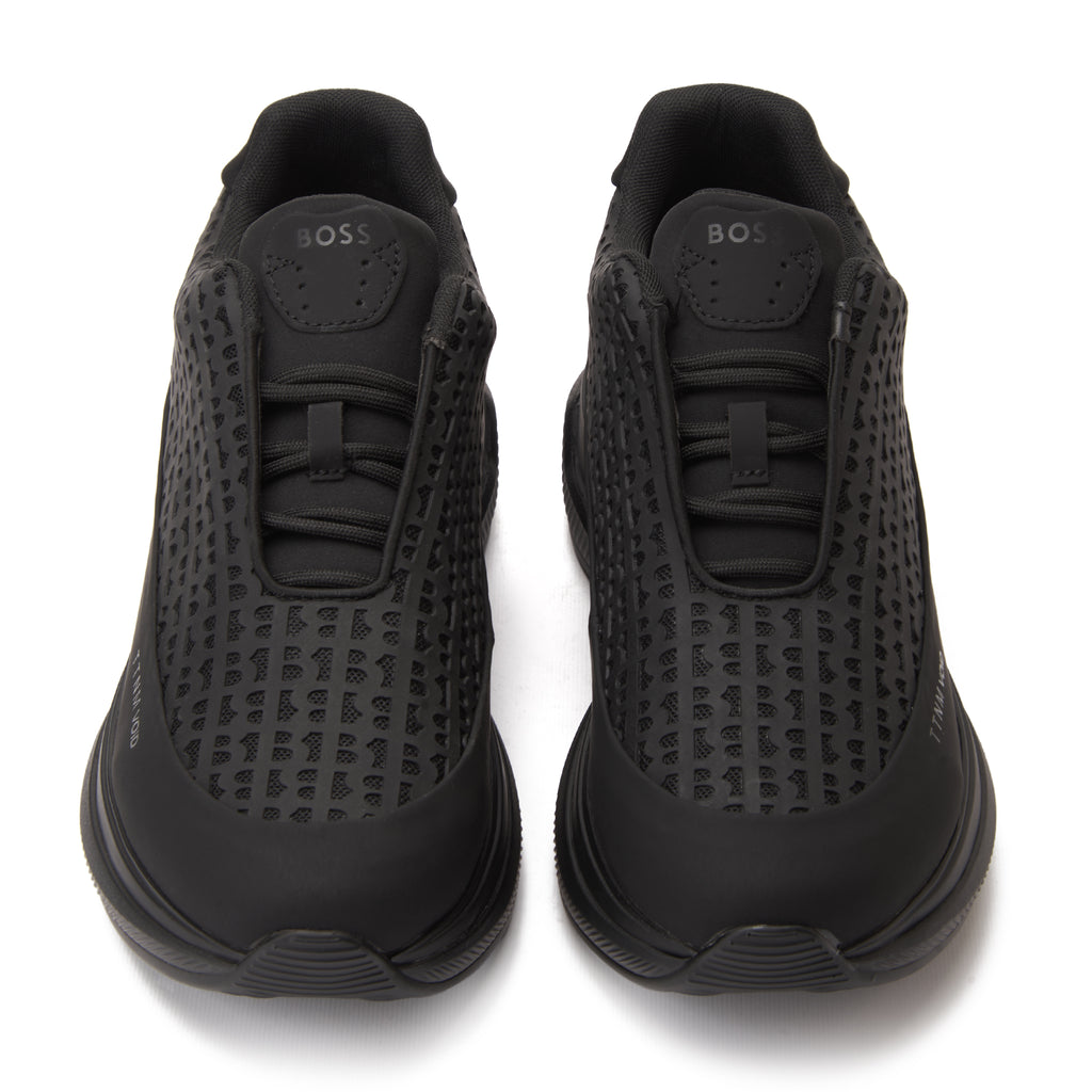 All Black Hugo Boss In Logo Sneakers Luxury Shoes