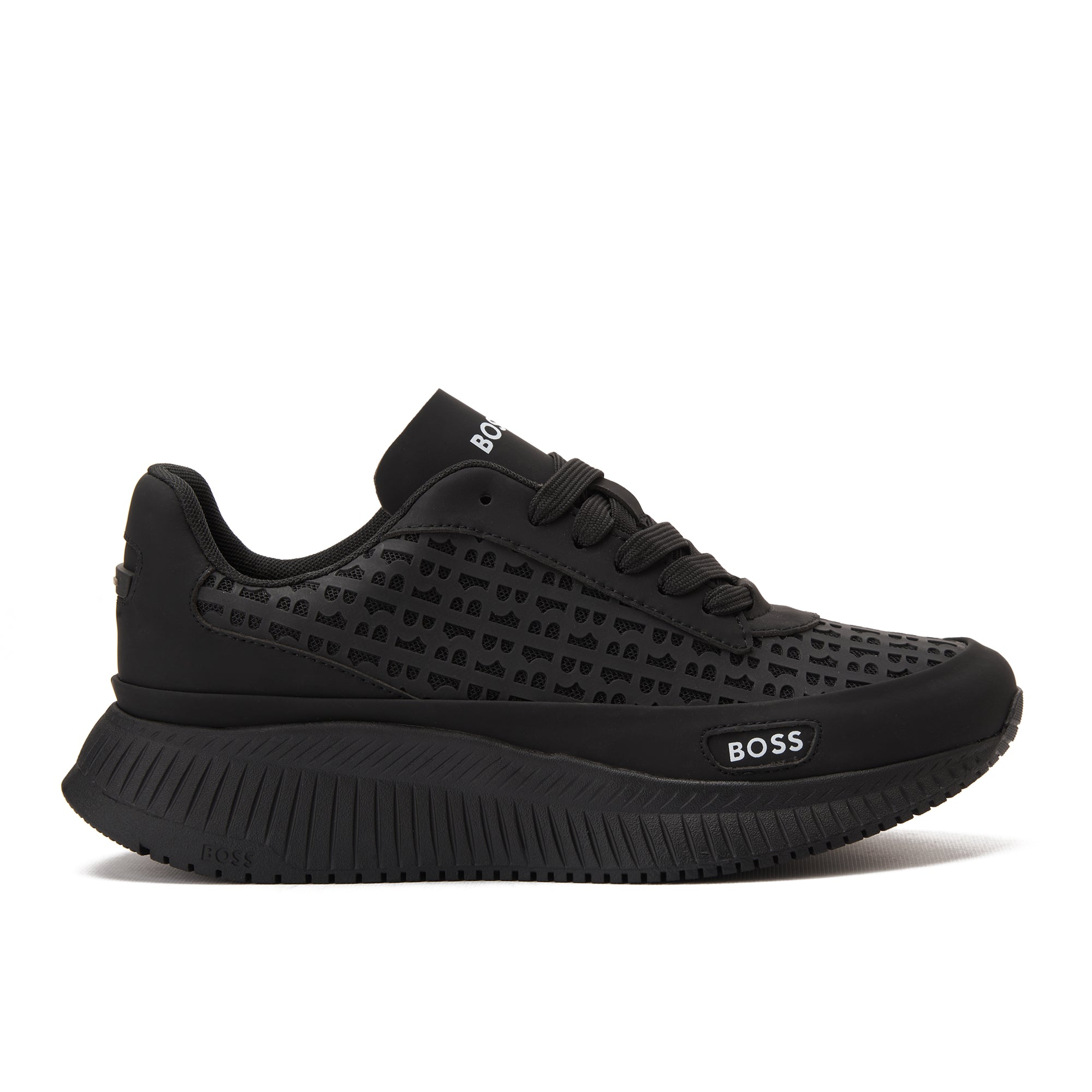 All Black Hugo Boss Logo Printed Sneakers Luxury Shoes