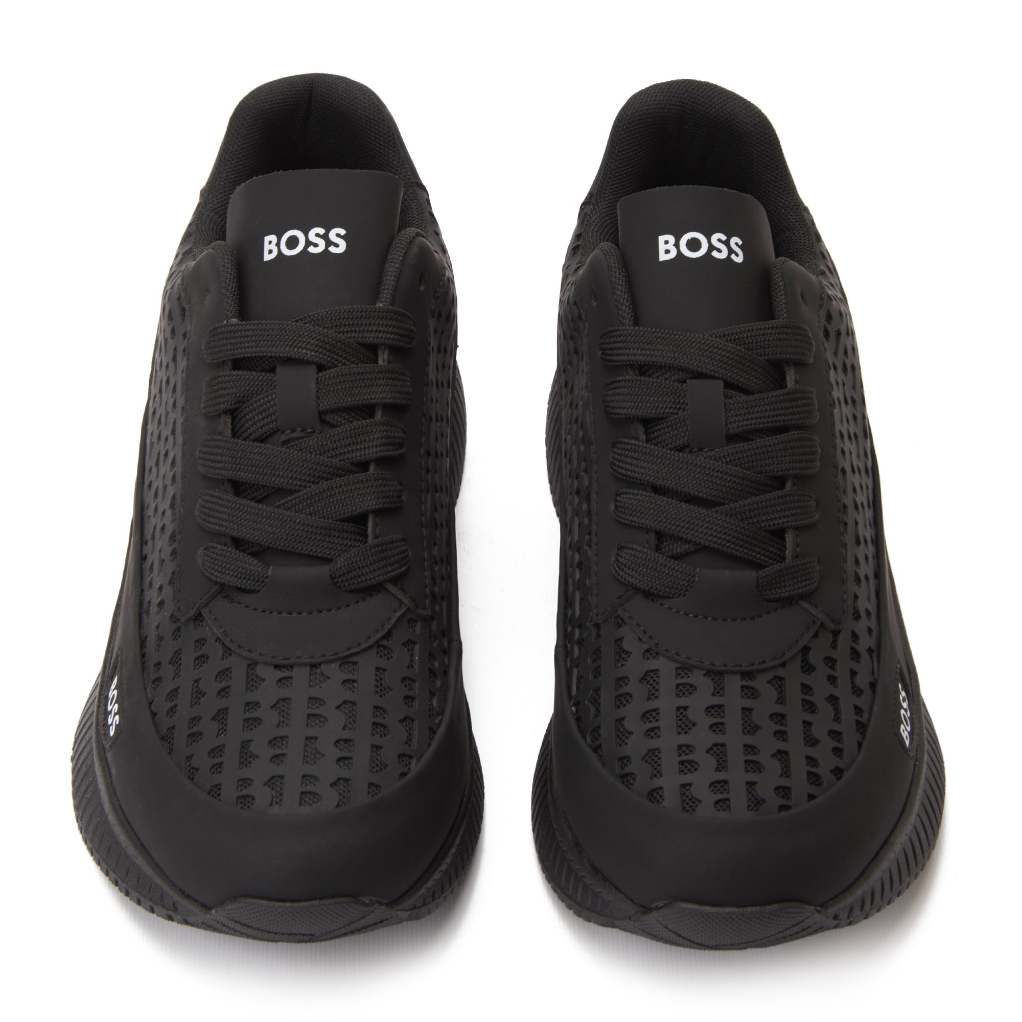 All Black Hugo Boss Logo Printed Sneakers Luxury Shoes