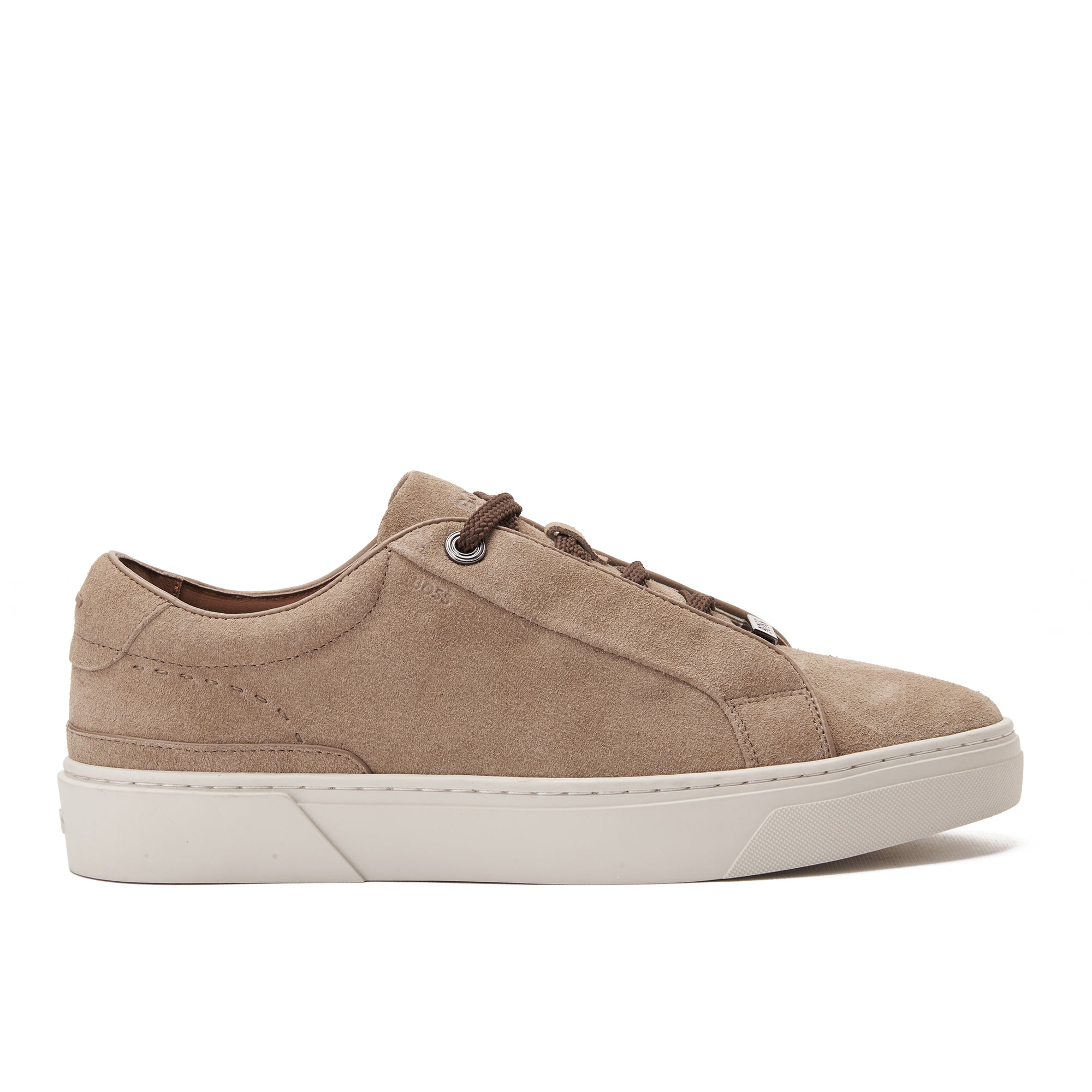 Beige Hugo Boss Low Top Suede Sneakers Luxury Shoes