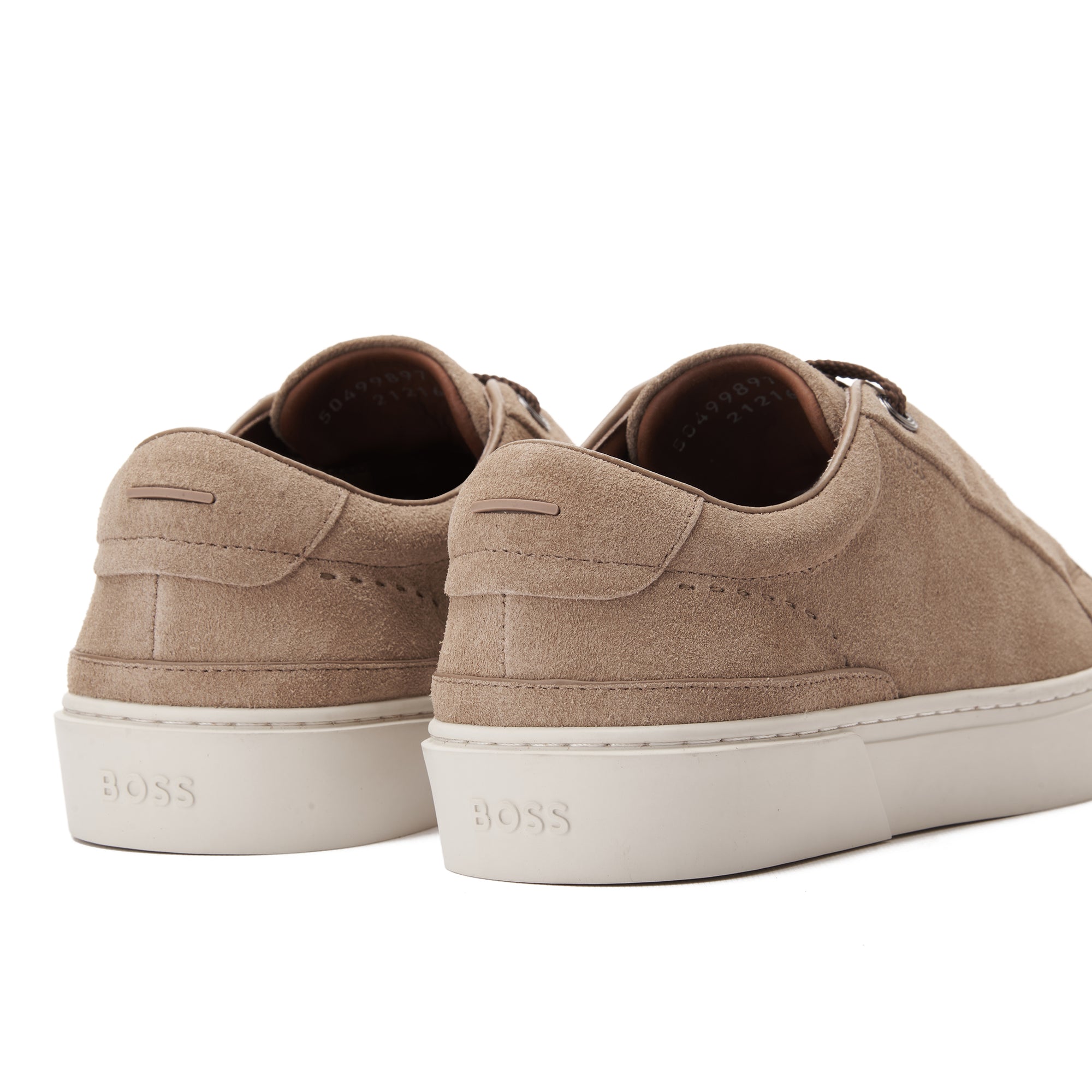 Beige Hugo Boss Low Top Suede Sneakers Luxury Shoes