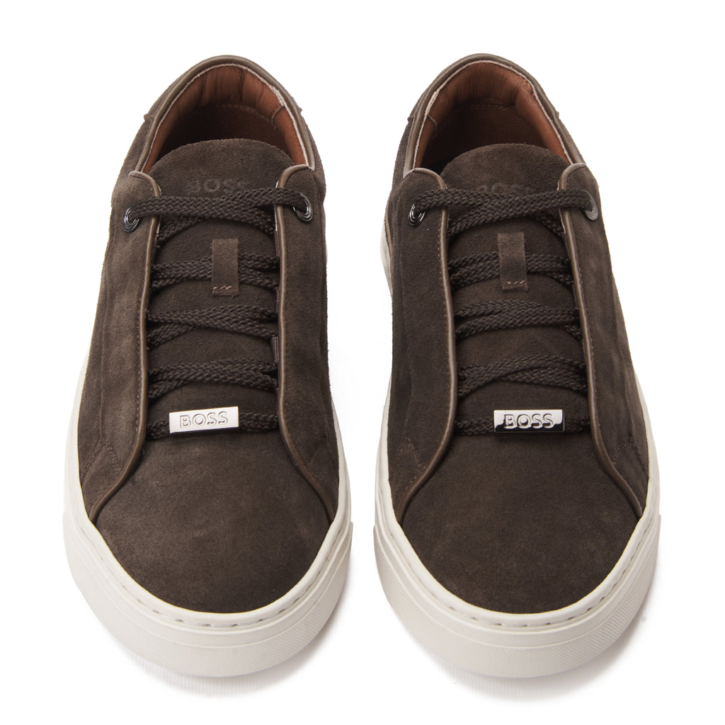 Dark Brown Hugo Boss Low Top Suede Sneakers Luxury Shoes