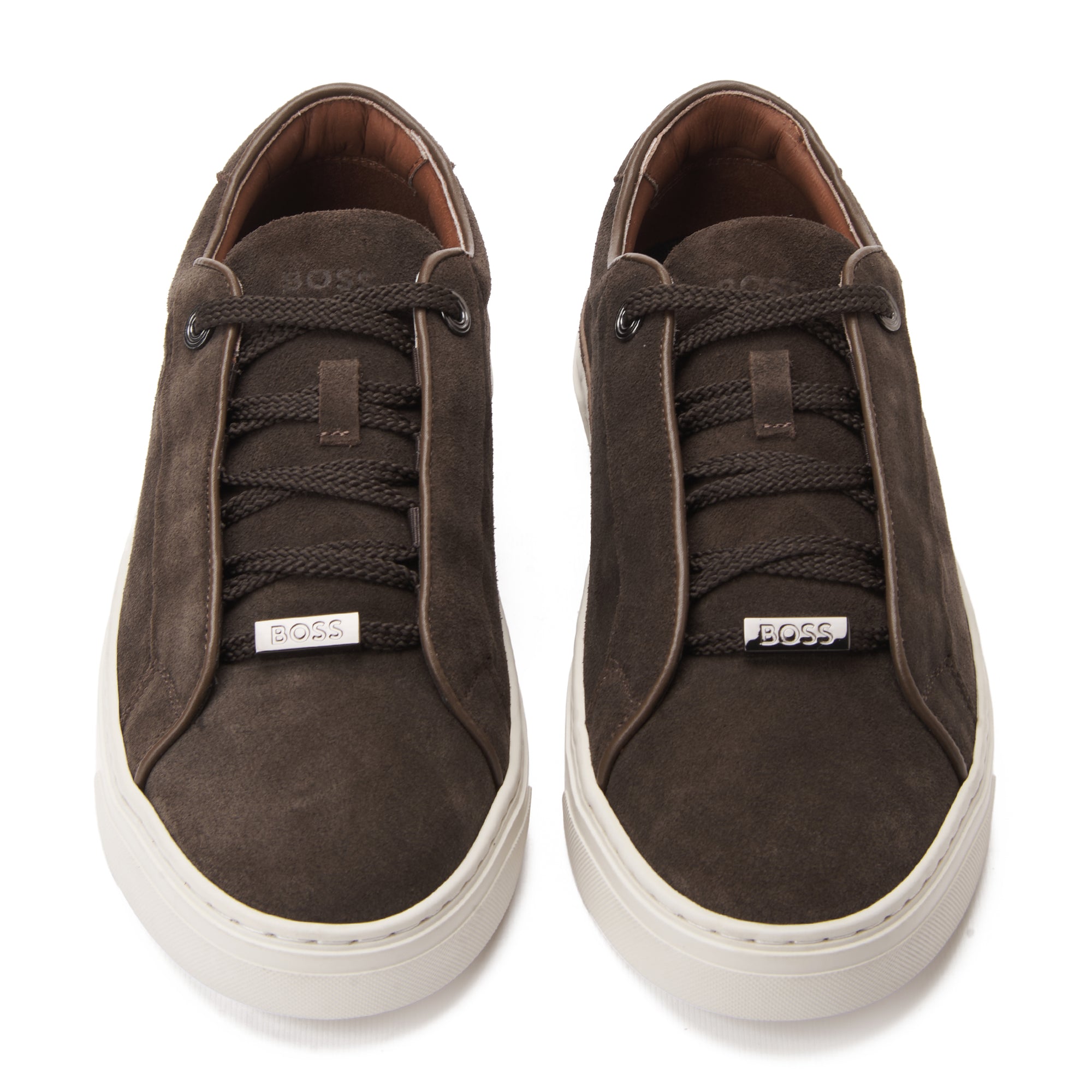 Dark Brown Hugo Boss Low Top Suede Sneakers Luxury Shoes
