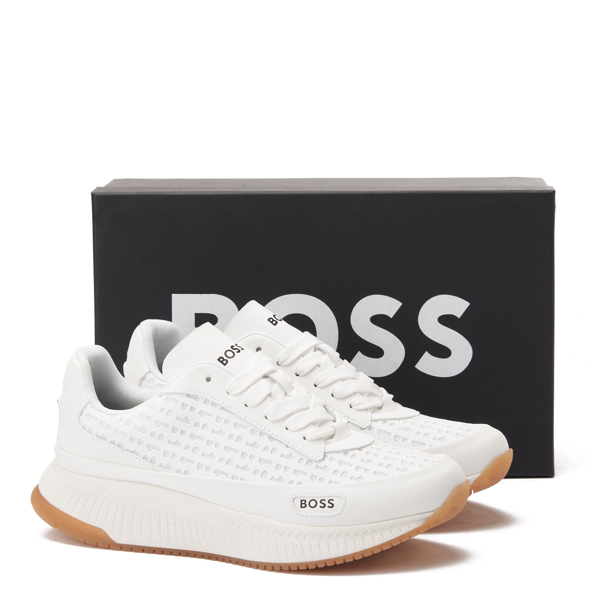 White Hugo Boss Logo Printed Sneakers Luxury Shoes