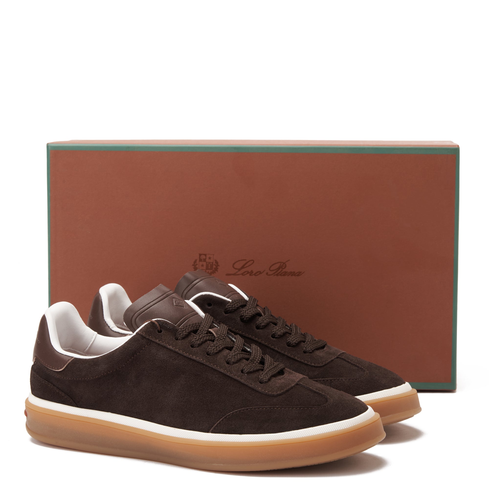 Dark Brown Loro Piana Tennis Walk Suede Sneakers Luxury Shoes