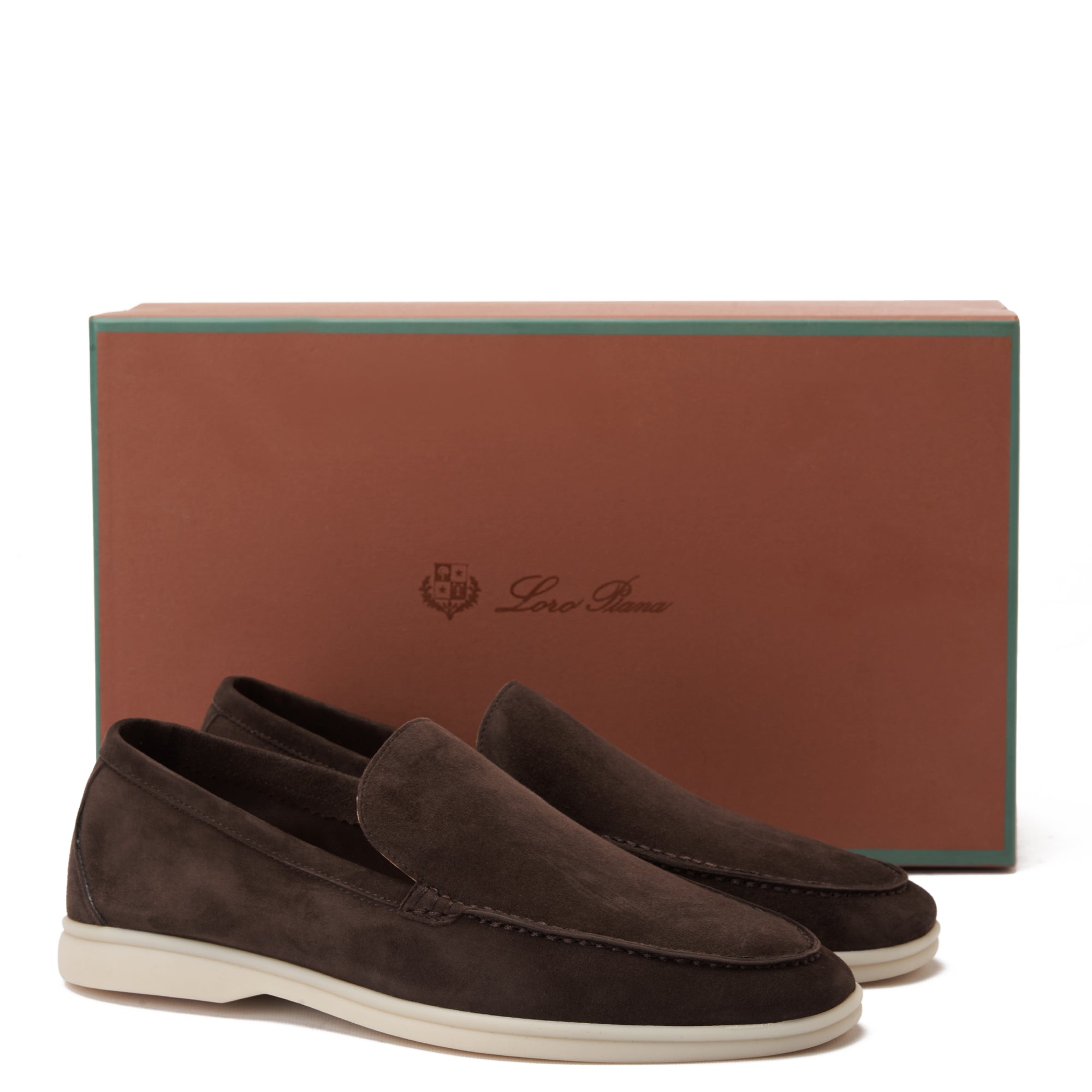 Drak Brown Loro Piana Summer Walk Suede Loafers Luxury Shoes