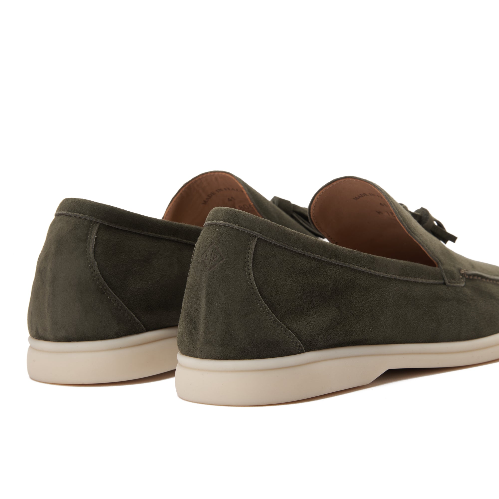 Olive Loro Piana Suede Tassel Loafers Luxury Shoes