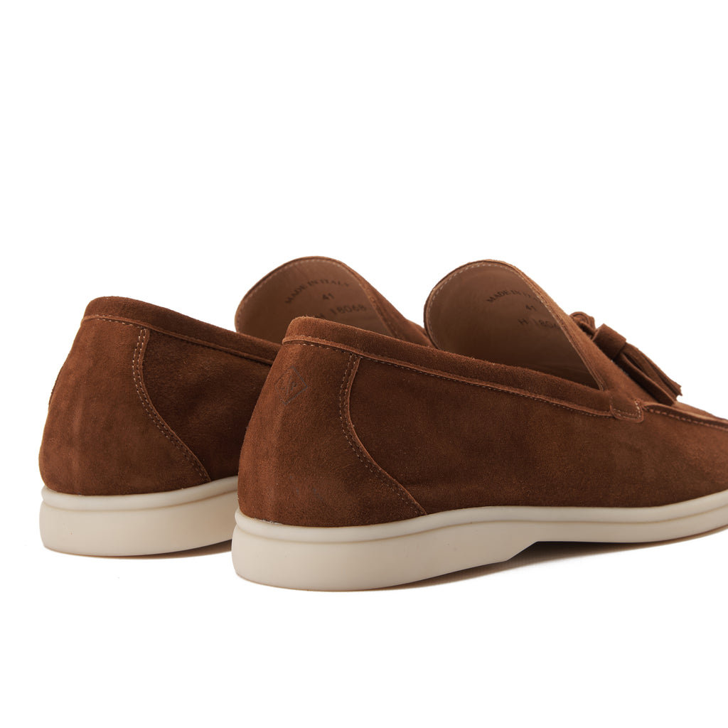 Tan Brown Loro Piana Suede Tassel Loafers Luxury Shoes