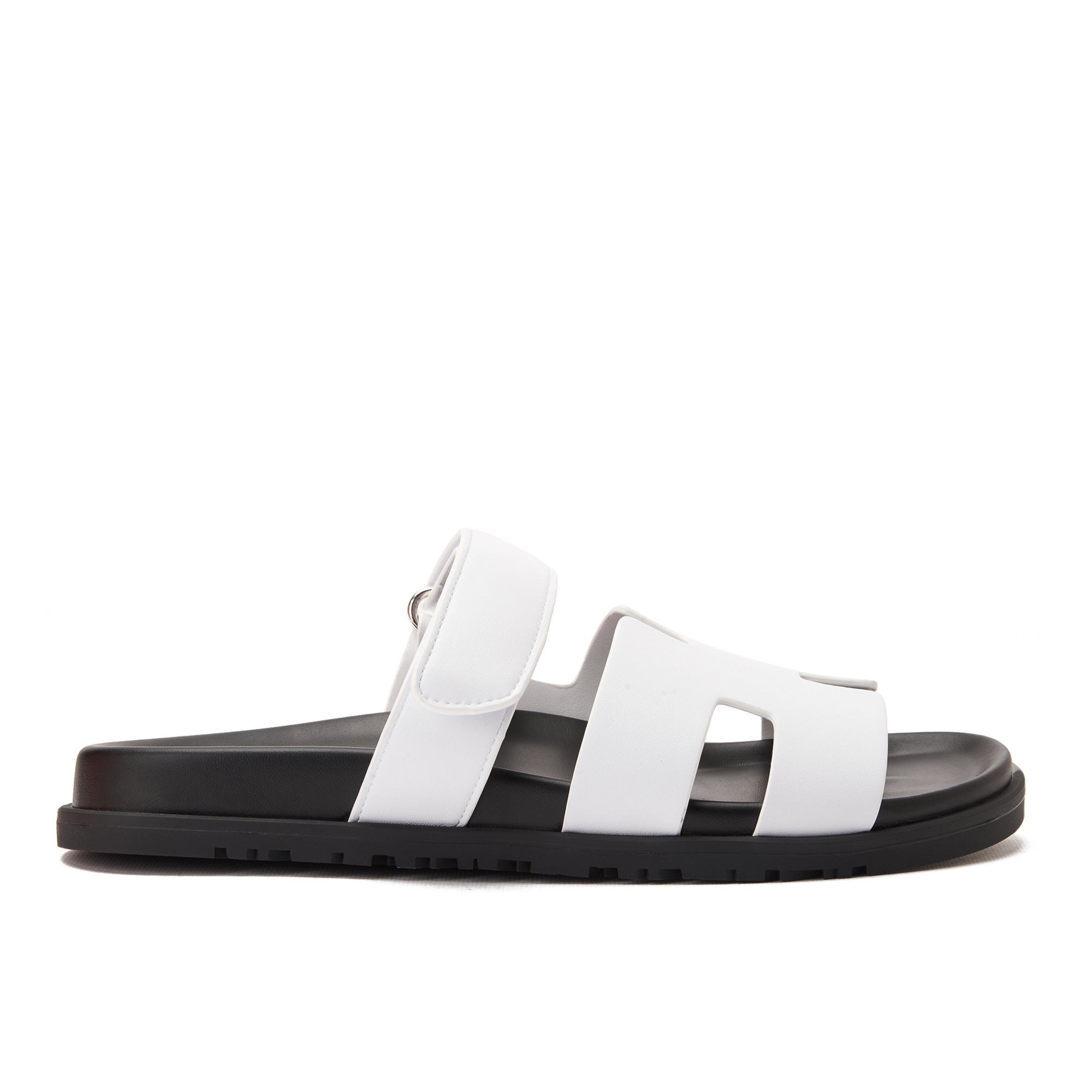 White Hermas In Calfskin With Anatomical Rubber Sole Slides Luxury Sandal